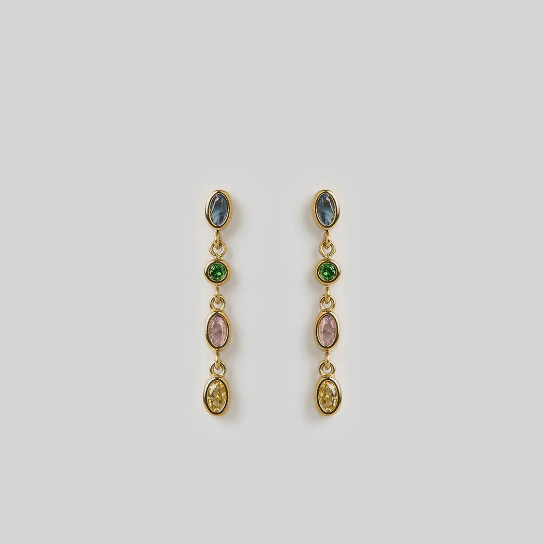 Isadora Gold Earrings - Multi Blue