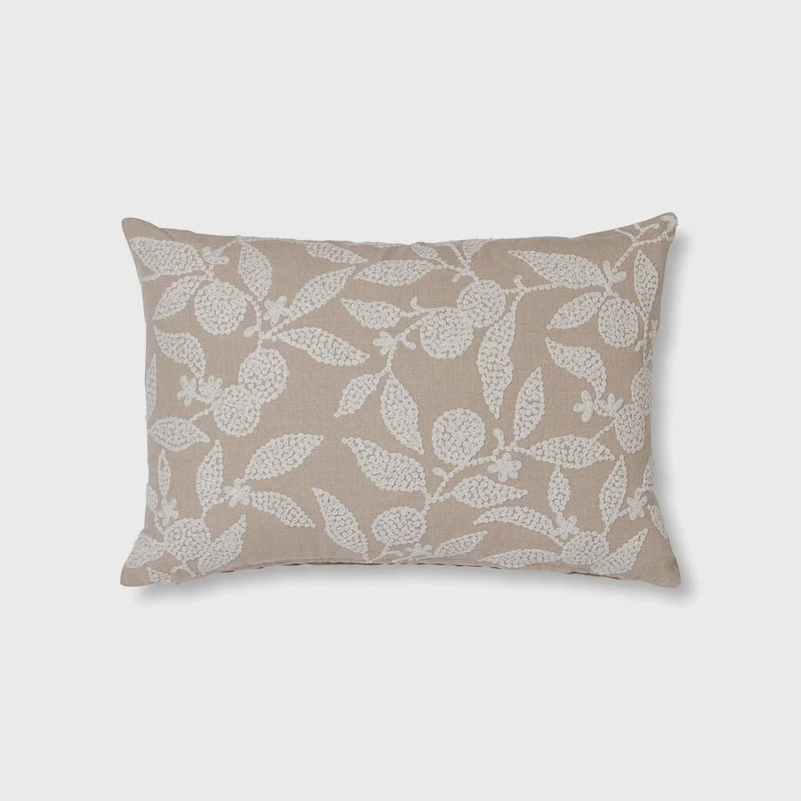 Olena Neutral Embroidered Linen Cushion