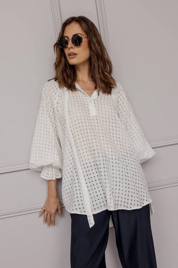 Danill Blouse in White Chequer