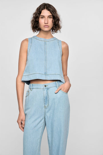 Amelia Chambray Top - Light Blue Wash