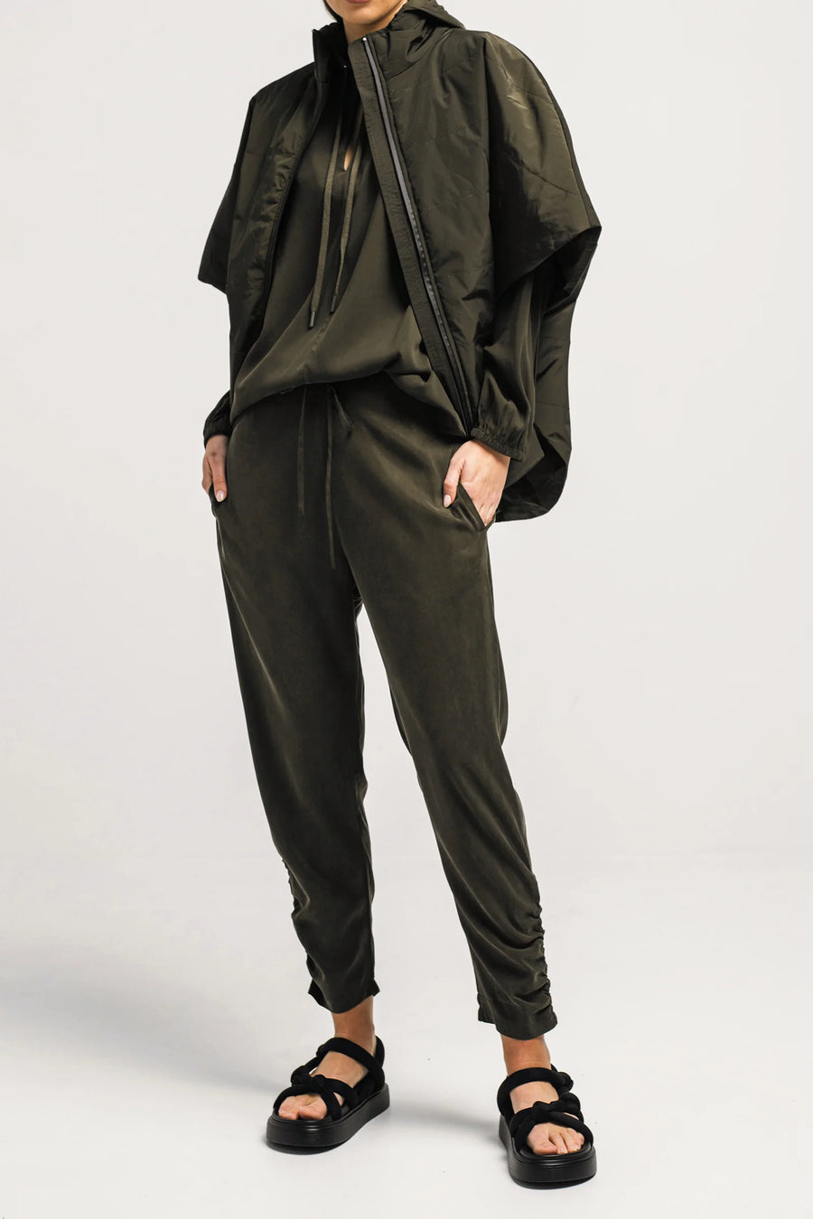 Quilted Zip Front Vest Collodi Olive