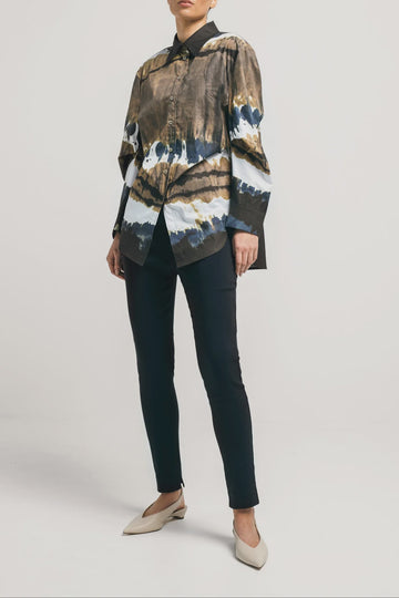 Stretch Cotton Cocoon Oversized Shirt Frias Tie Dye