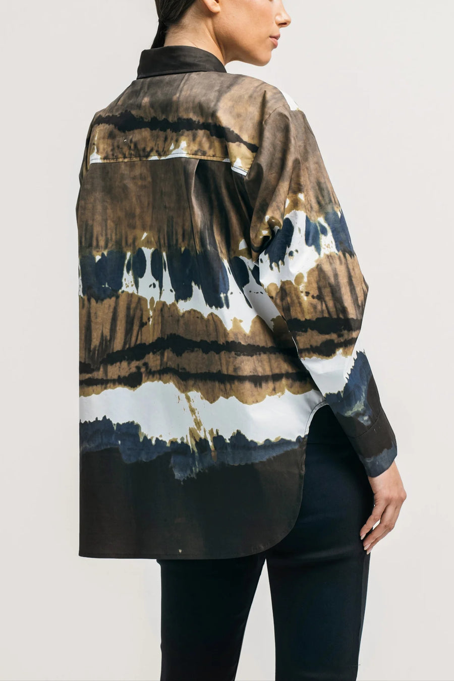 Stretch Cotton Cocoon Oversized Shirt Frias Tie Dye