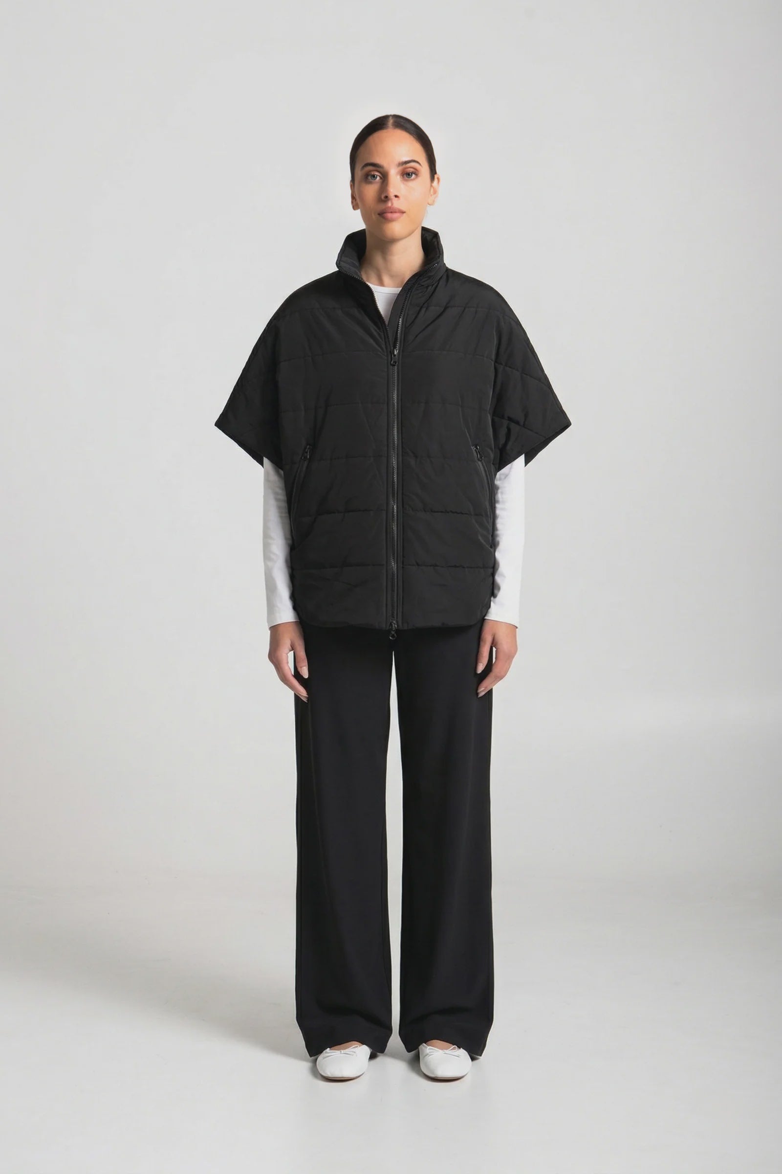Showerproof Quilted Zip Front Vest Collodi Black