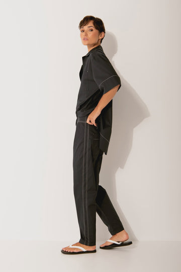 Crisp Cotton Stretch Slim Leg Pant Blk/Wht