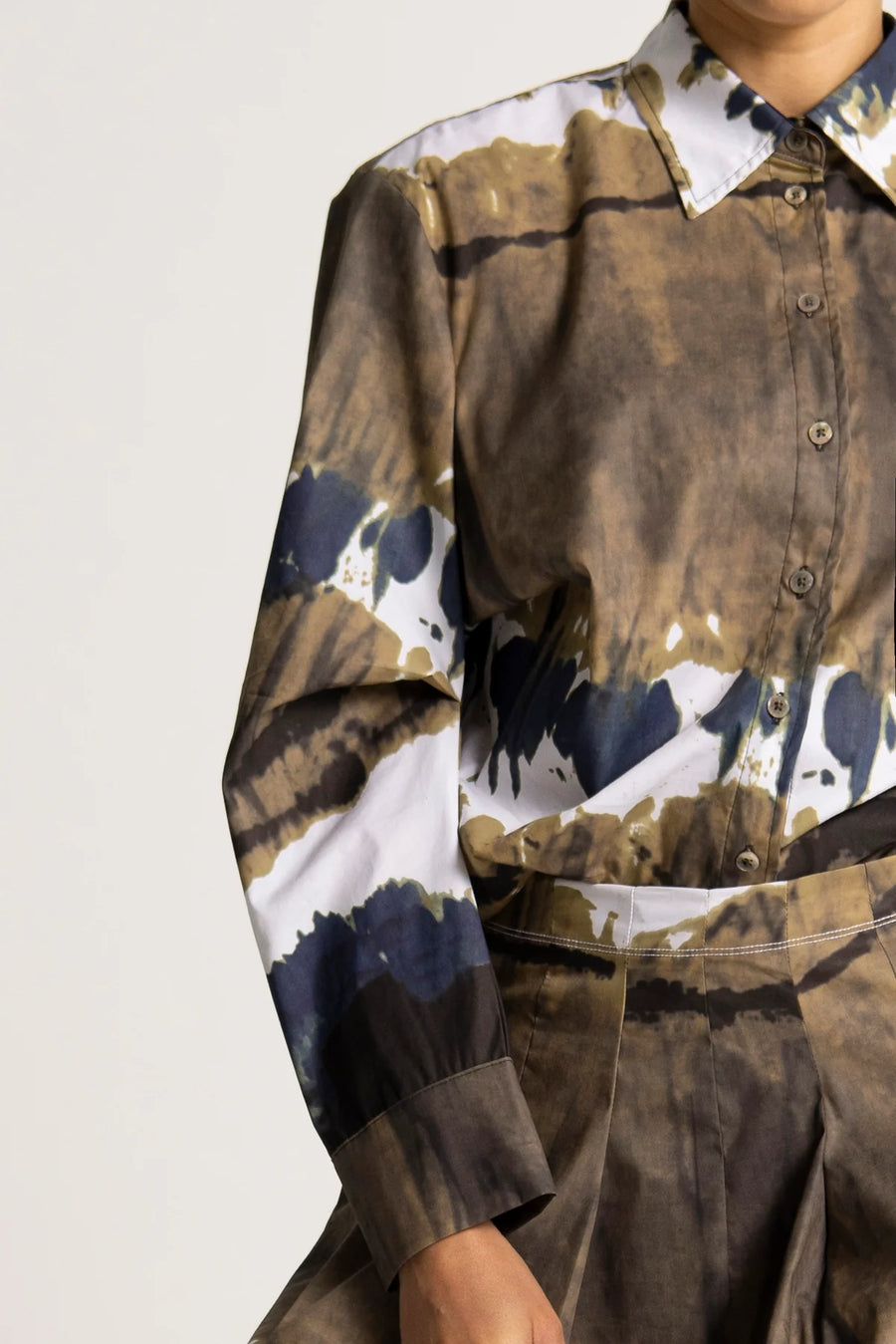 Stretch Cotton Cocoon Oversized Shirt Frias Tie Dye