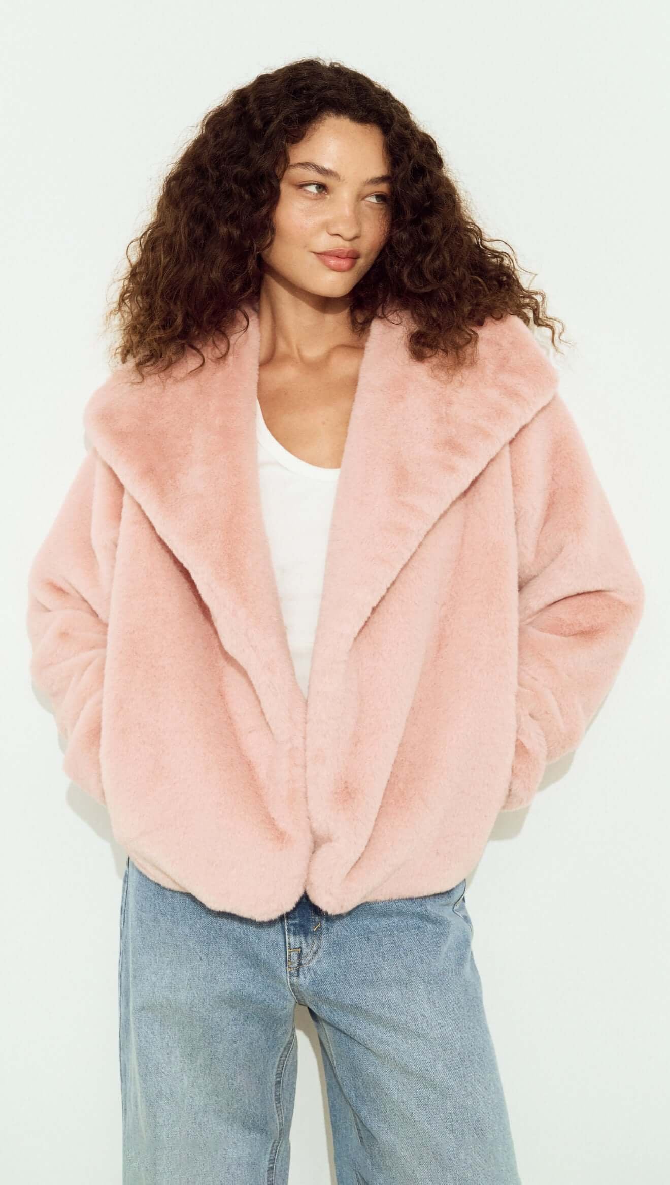 Sigrid Dusty Pink Faux Fur Coat