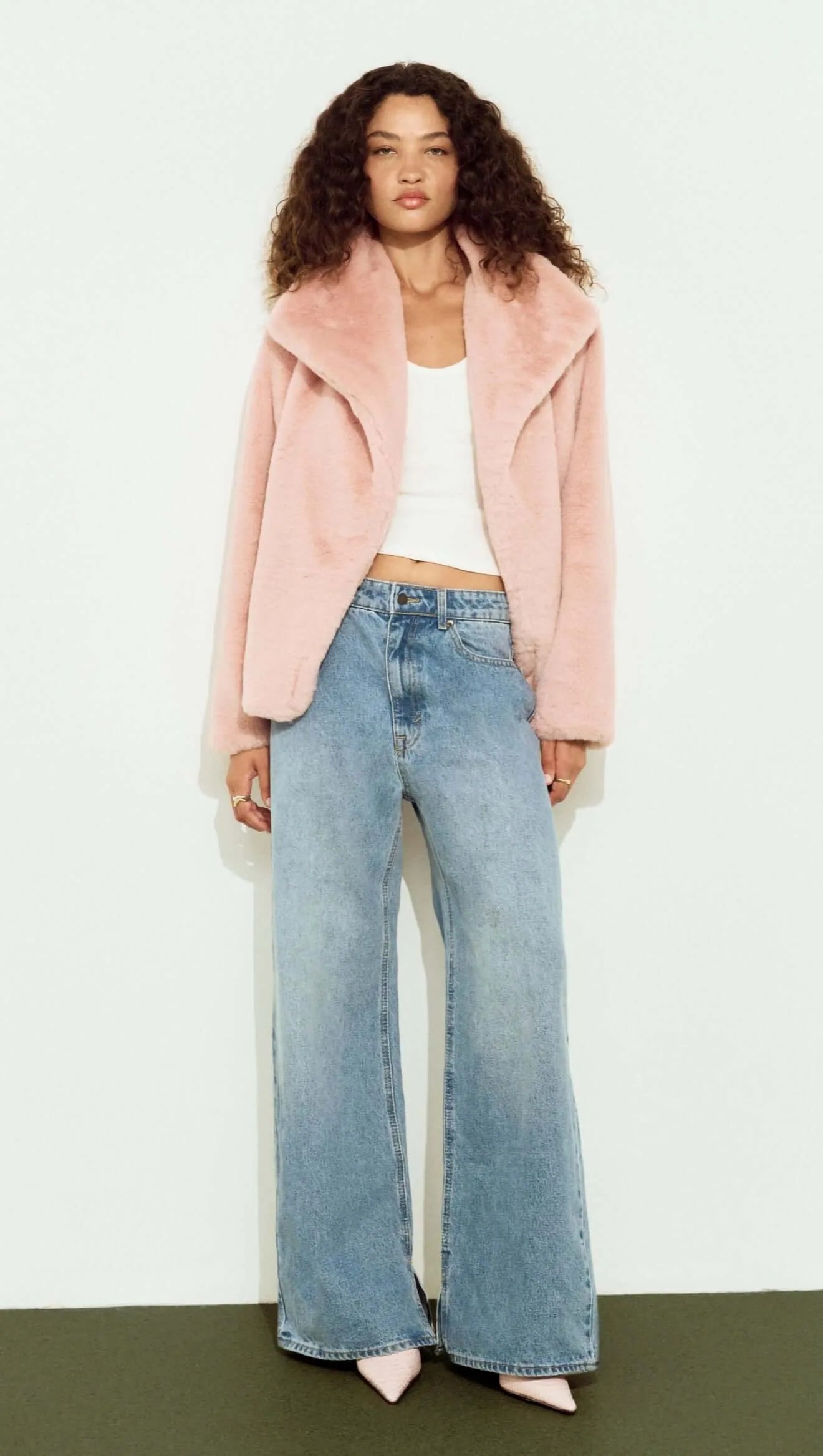 Sigrid Dusty Pink Faux Fur Coat