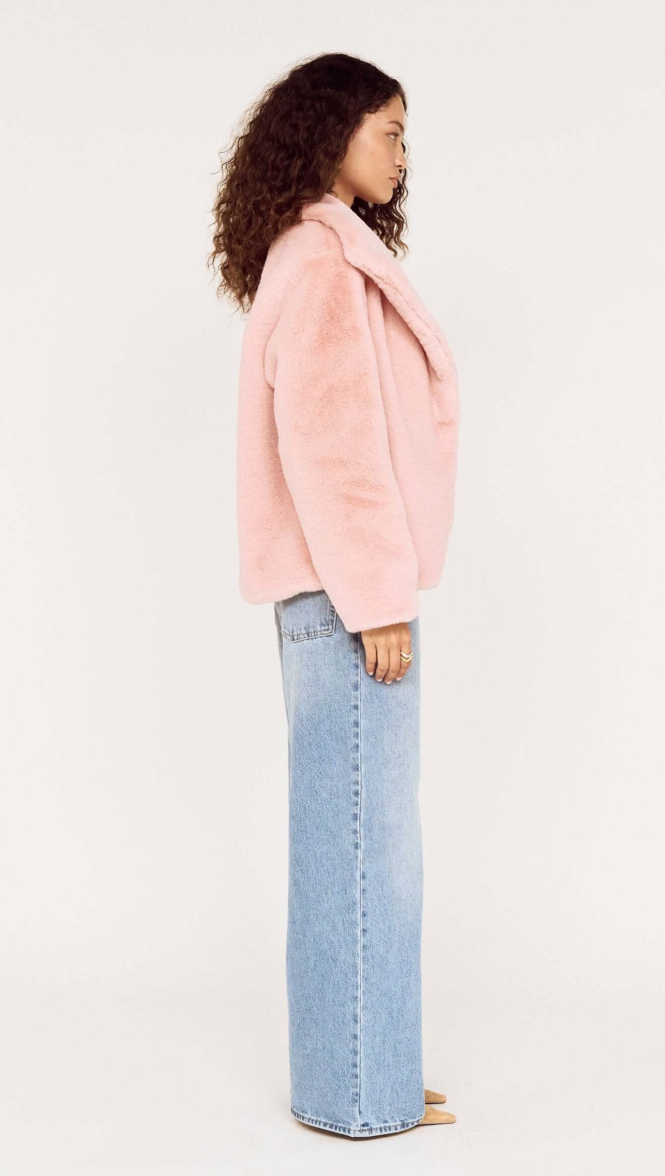 Sigrid Dusty Pink Faux Fur Coat