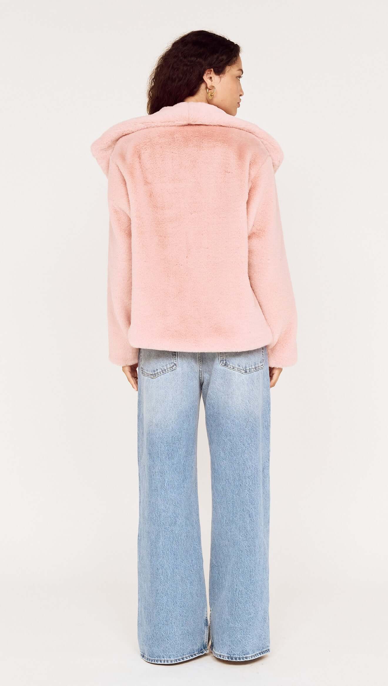 Sigrid Dusty Pink Faux Fur Coat