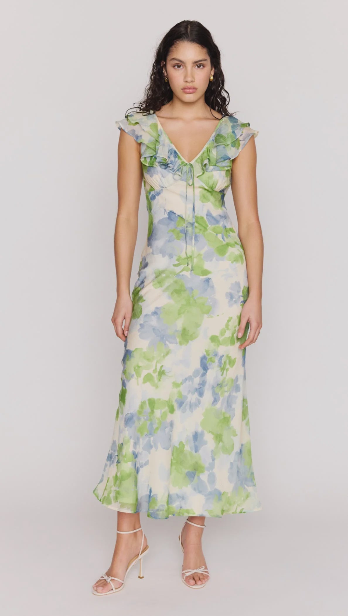 Carrie Watercolour Ruffled Midi Dress