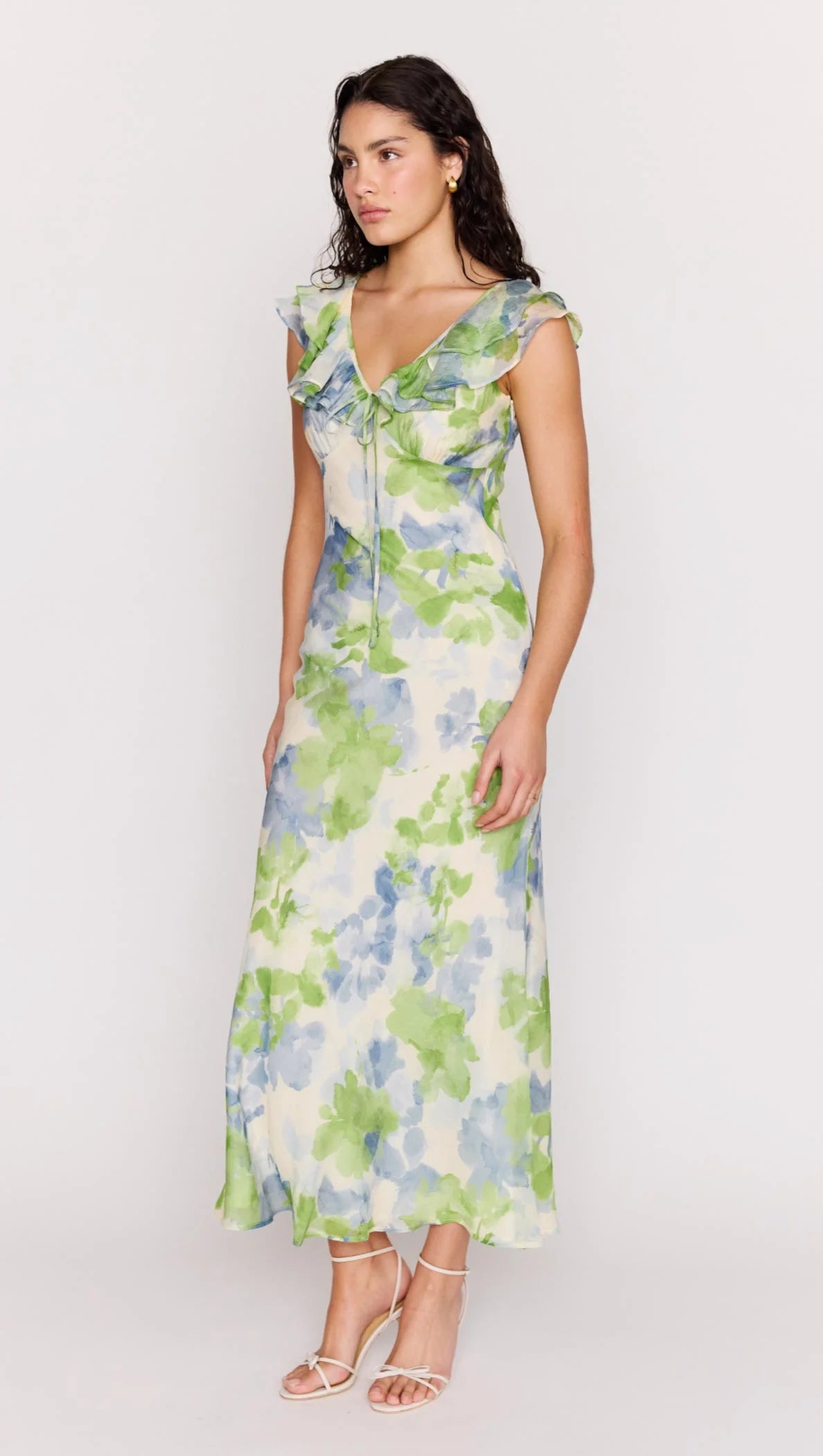 Carrie Watercolour Ruffled Midi Dress