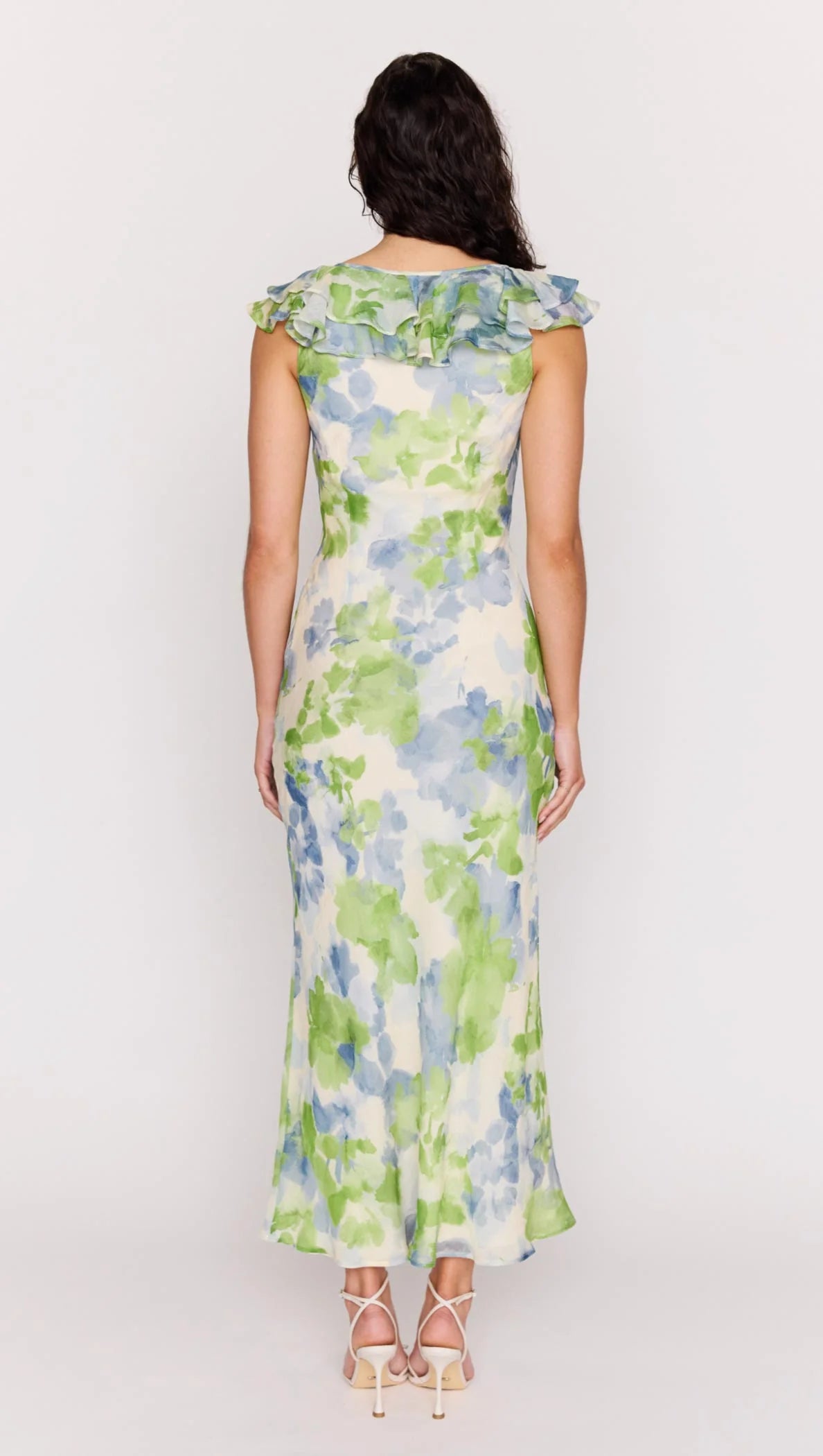 Carrie Watercolour Ruffled Midi Dress