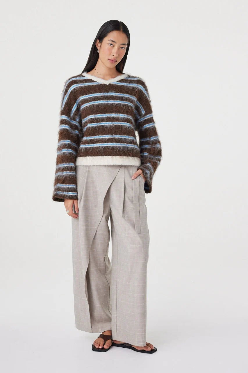 Lucca Sweater - Espresso & Blue Stripe