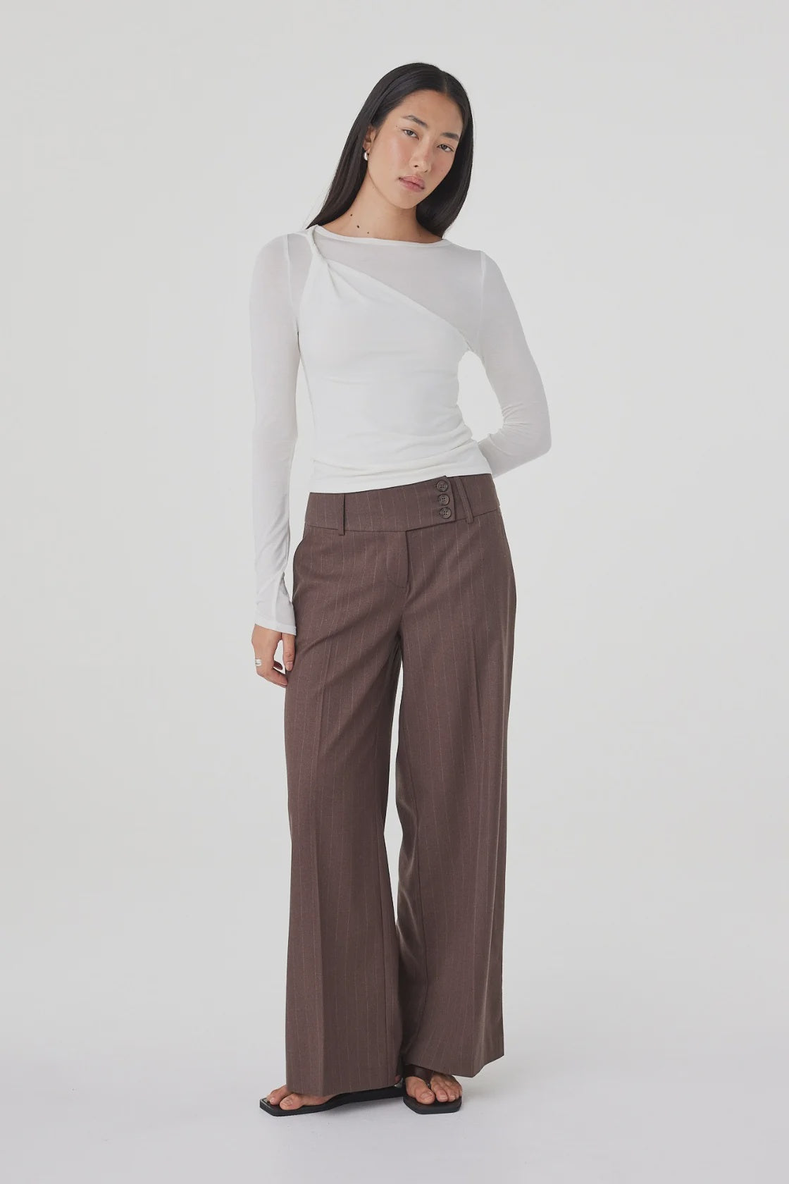 Manon Pant Espresso Pinstripe