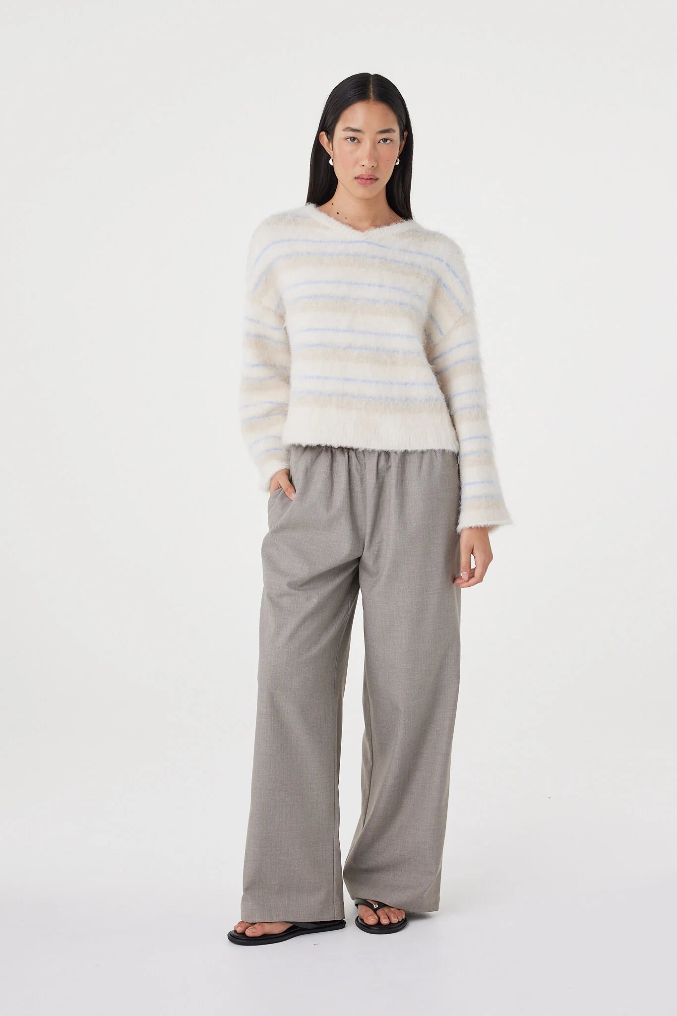 Lucca Sweater Taupe & Blue