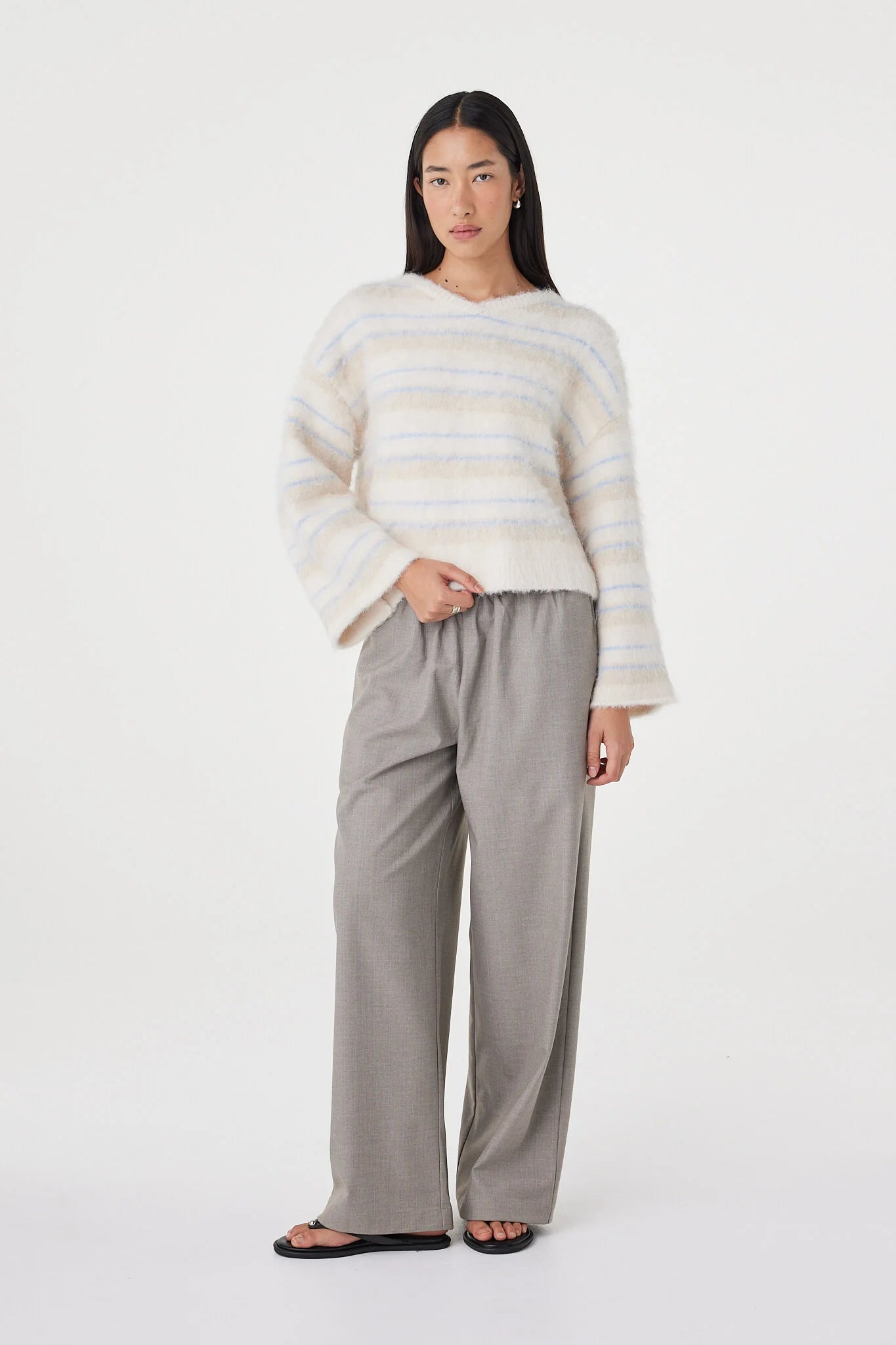 Lucca Sweater Taupe & Blue