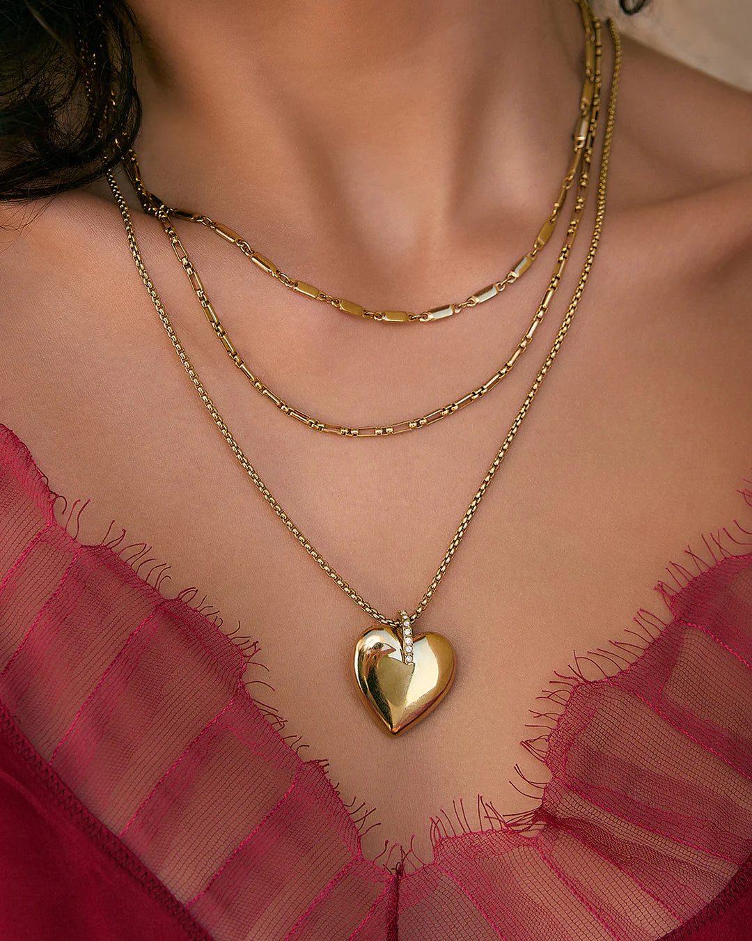 Daliah Heart Necklace - Gold