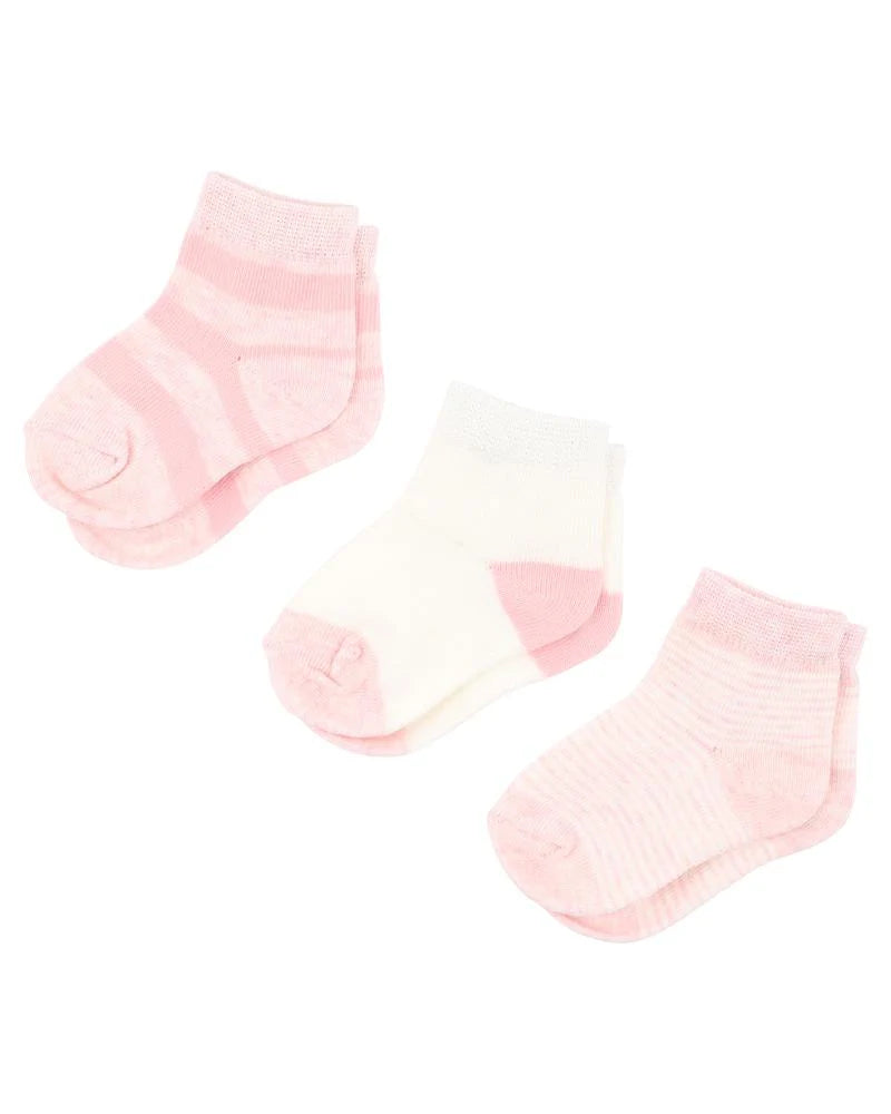 Baby Socks Pink & White 3 Pack