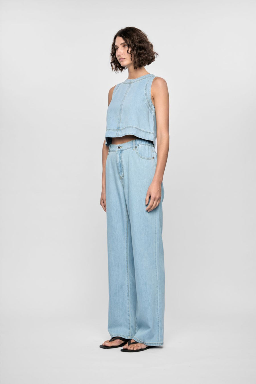 Amelia Chambray Top - Light Blue Wash