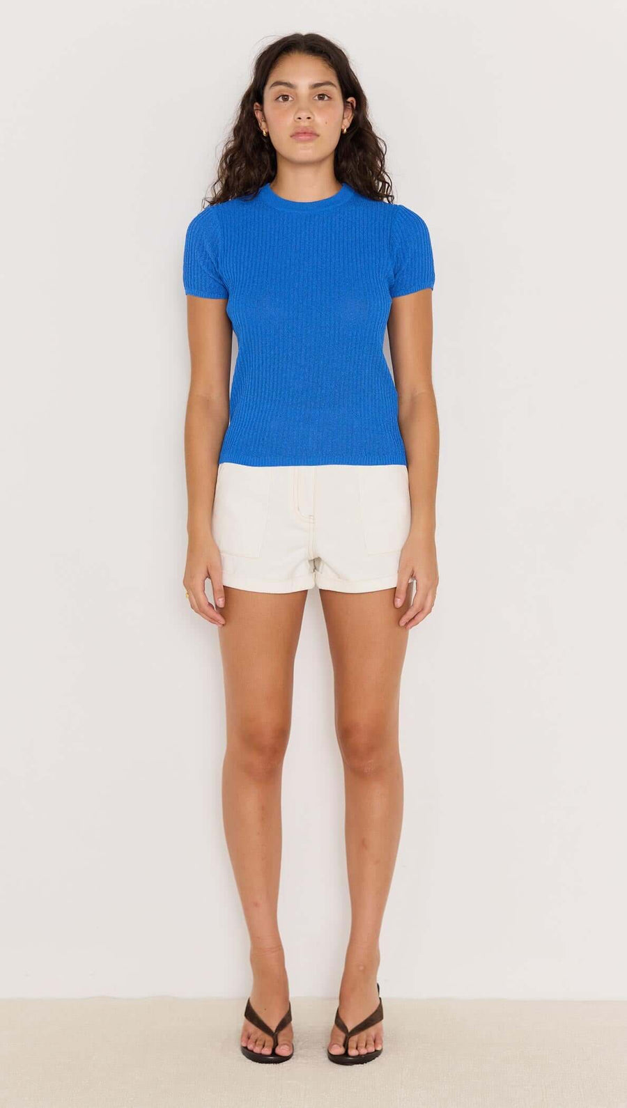 Cobalt Blue Apollo Rib Knit Top