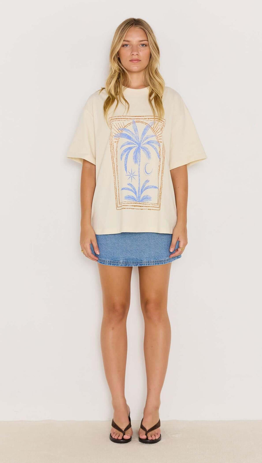 Sirena Palm Print Cotton Oversize T-Shirt