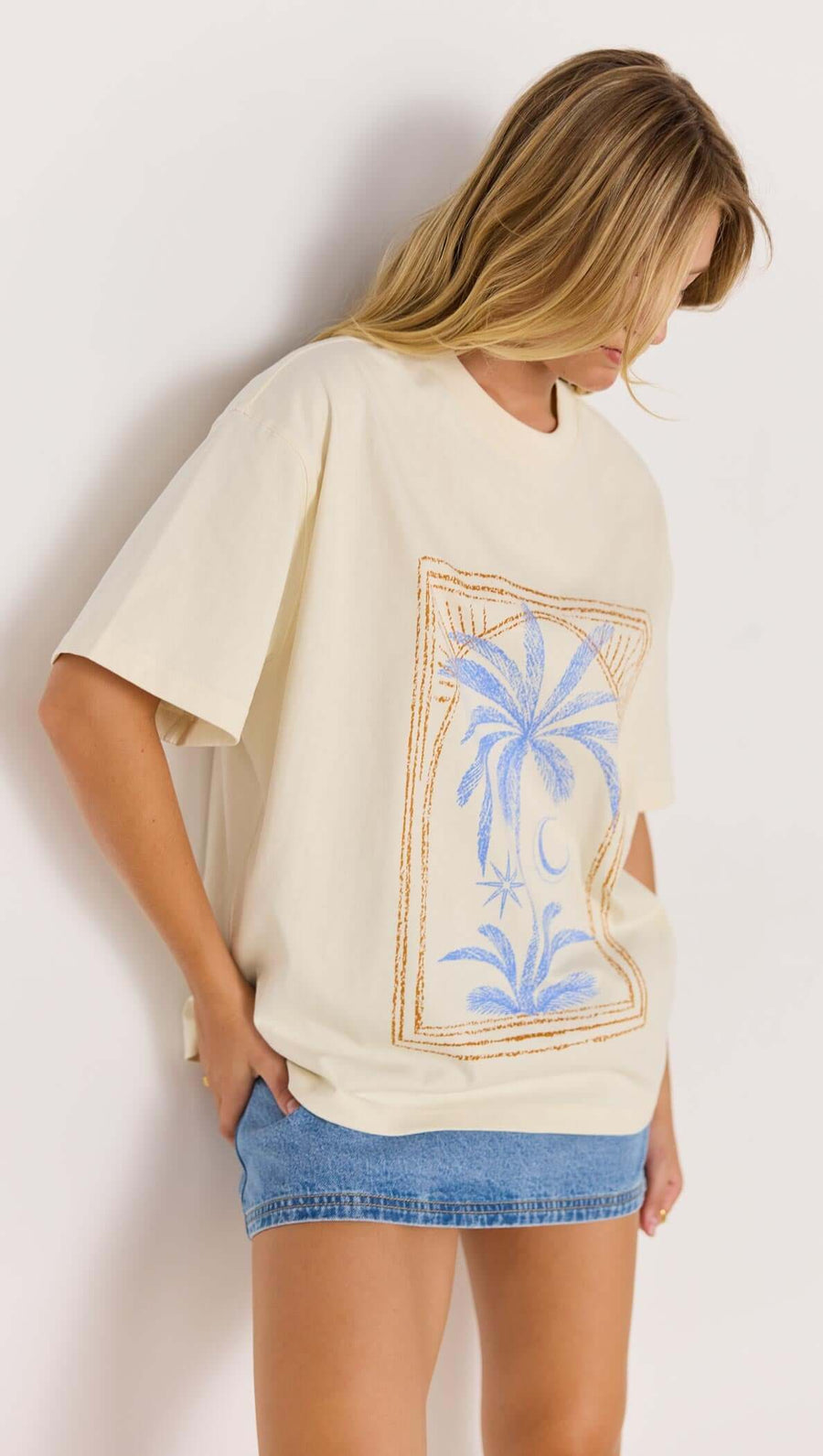 Sirena Palm Print Cotton Oversize T-Shirt