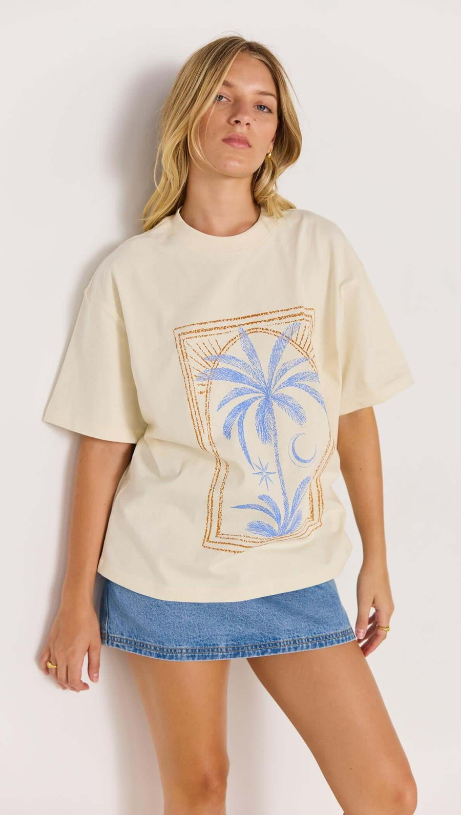 Sirena Palm Print Cotton Oversize T-Shirt
