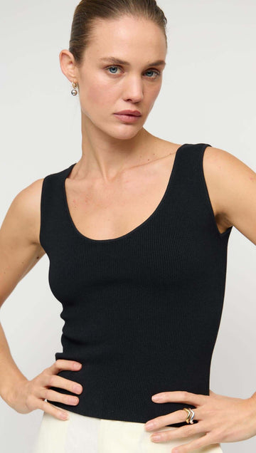 Moda Reversible Black Knit Tank Top