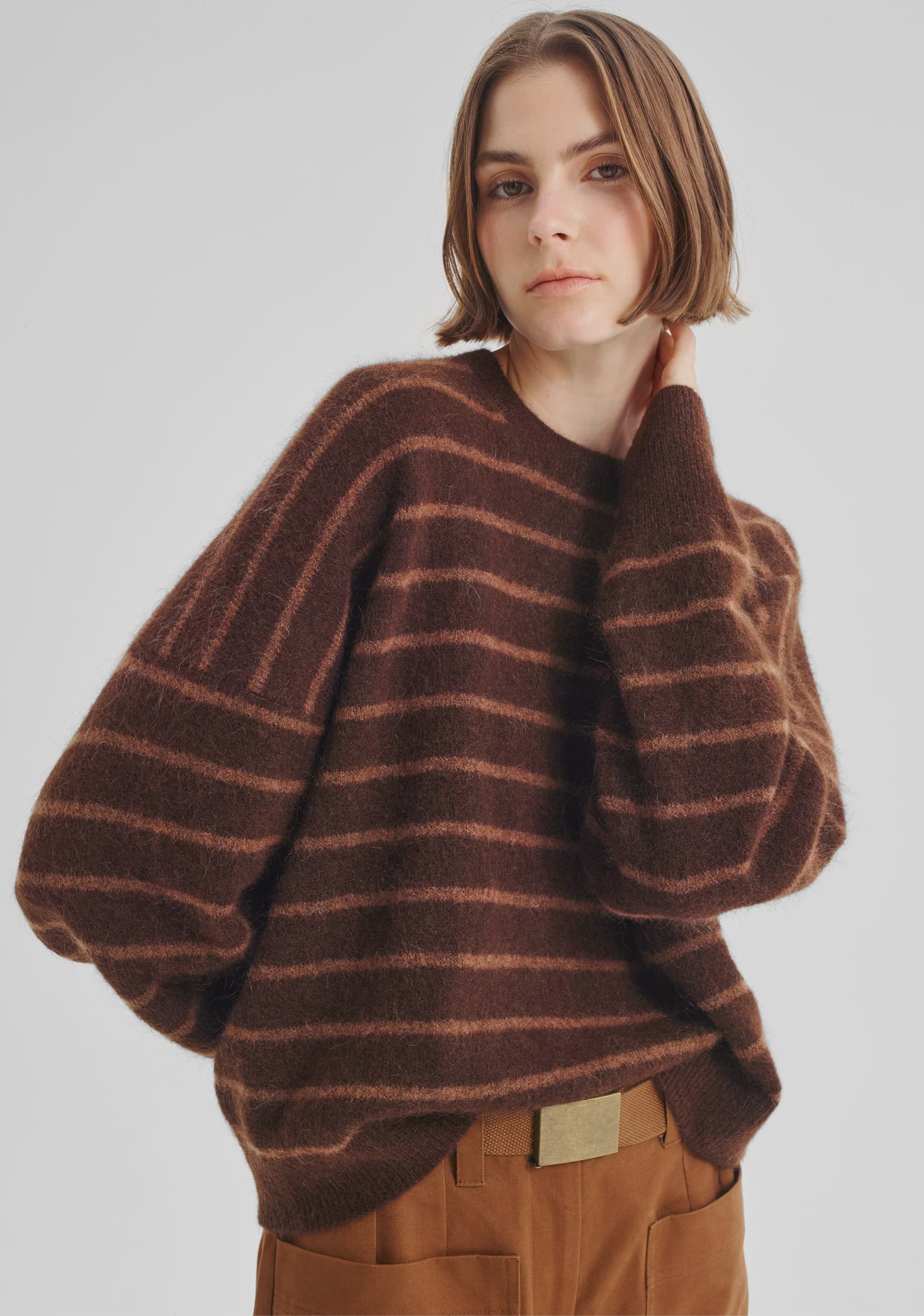 Albi Knit Pullover Toffee Stripe