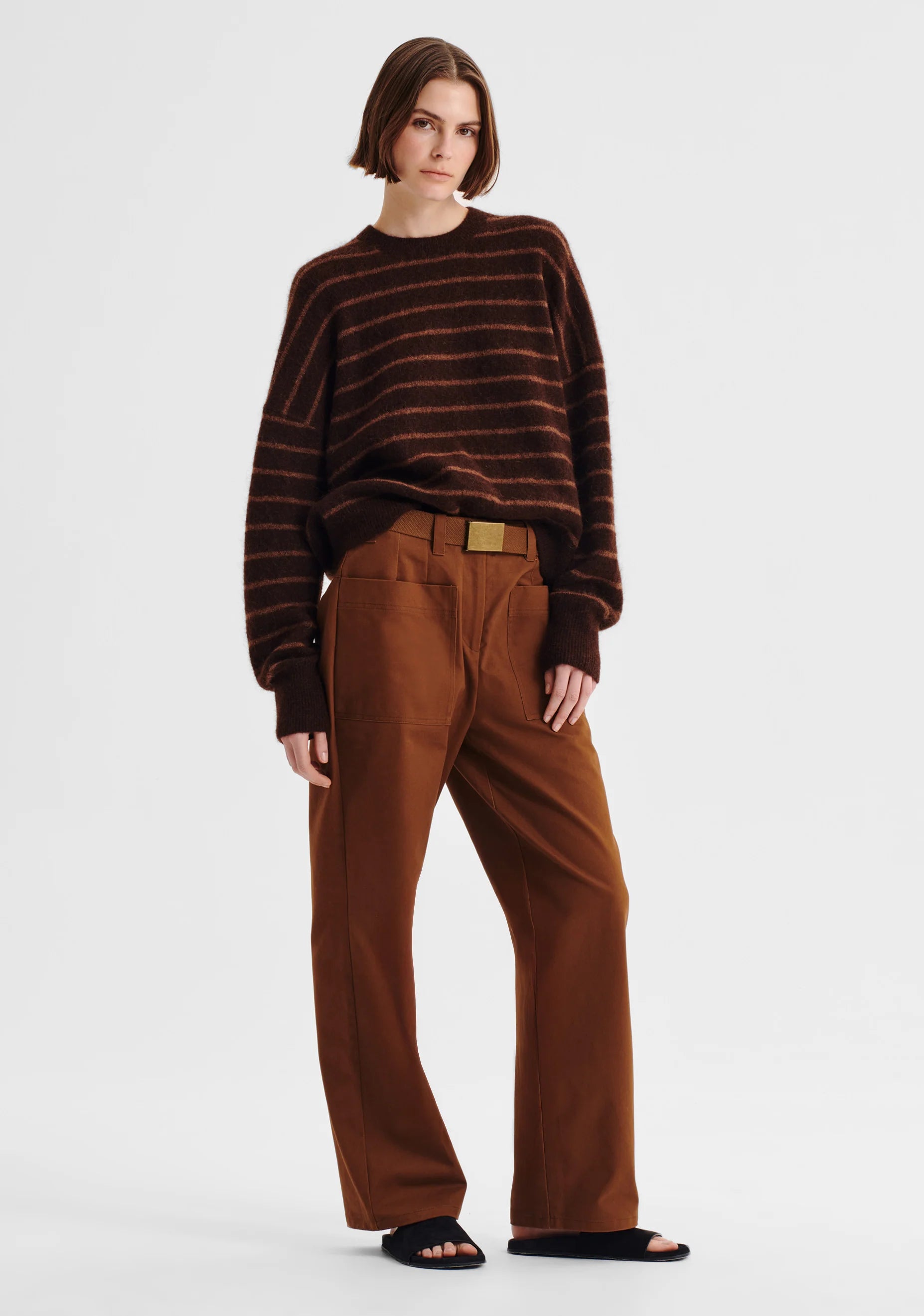 Albi Knit Pullover Toffee Stripe