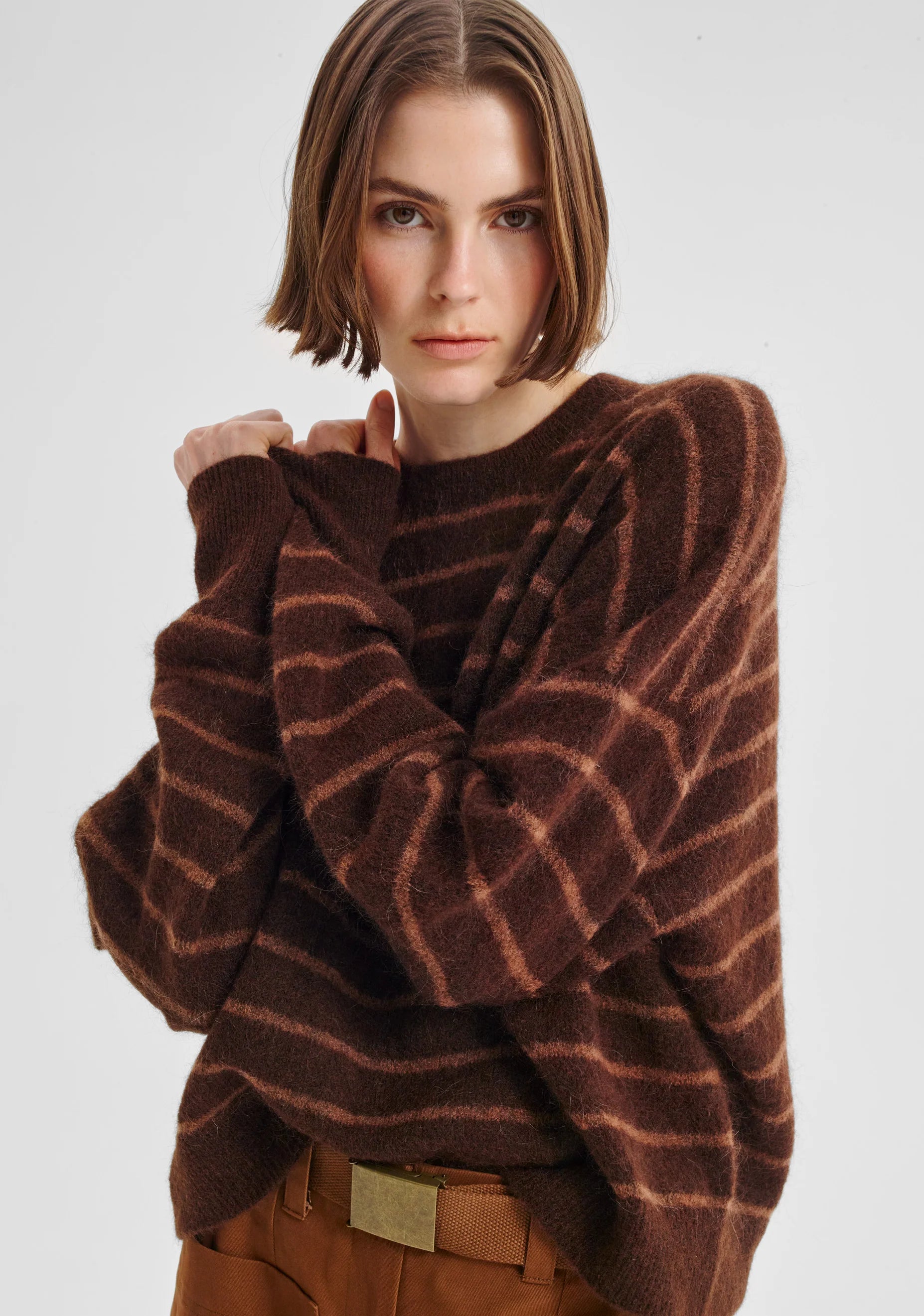 Albi Knit Pullover Toffee Stripe