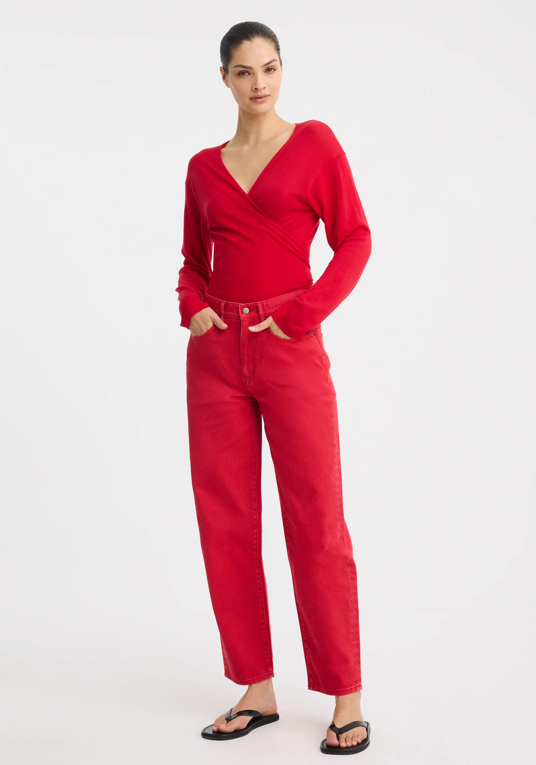 Micah Knit Wrap Top Poppy