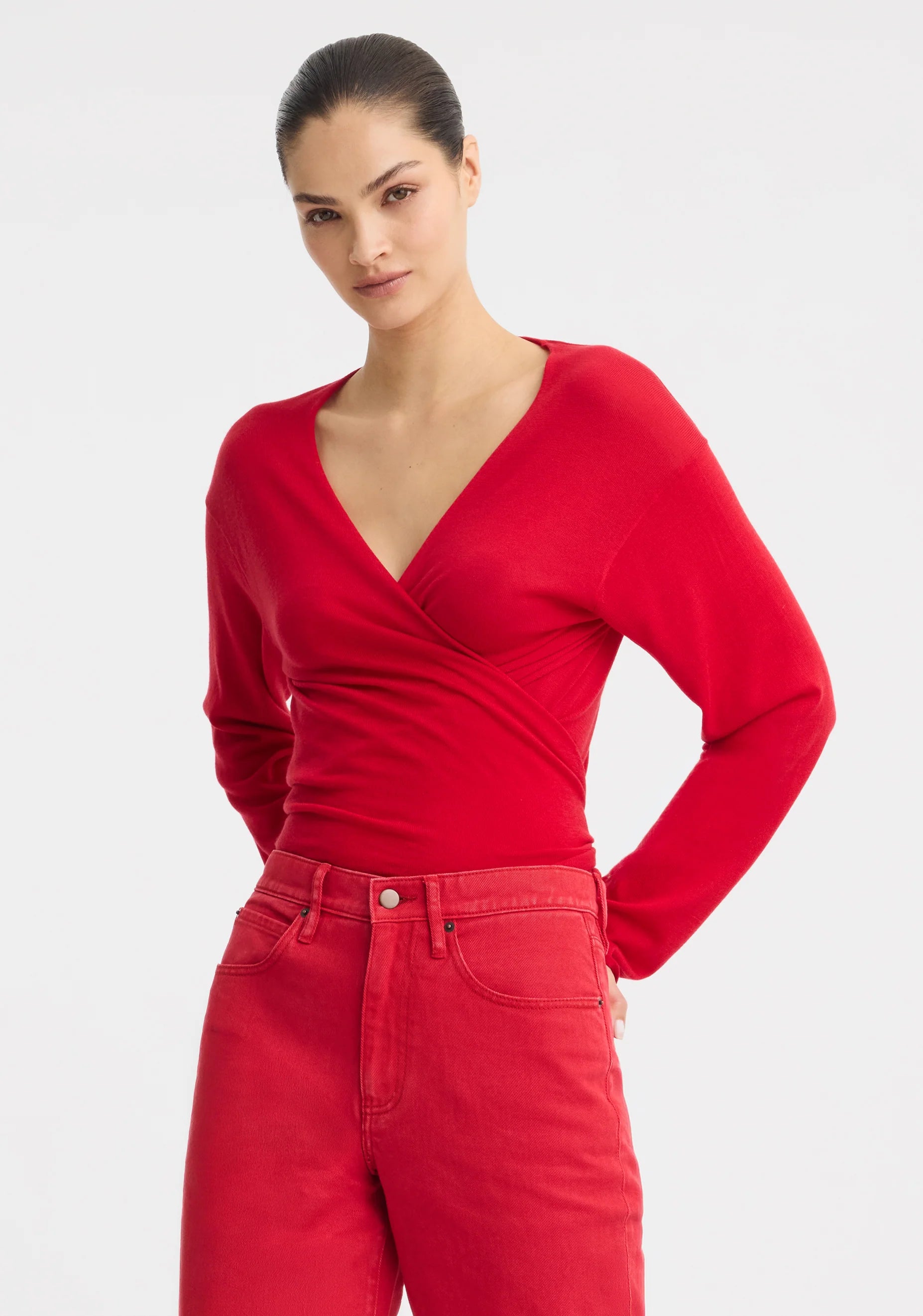 Micah Knit Wrap Top Poppy