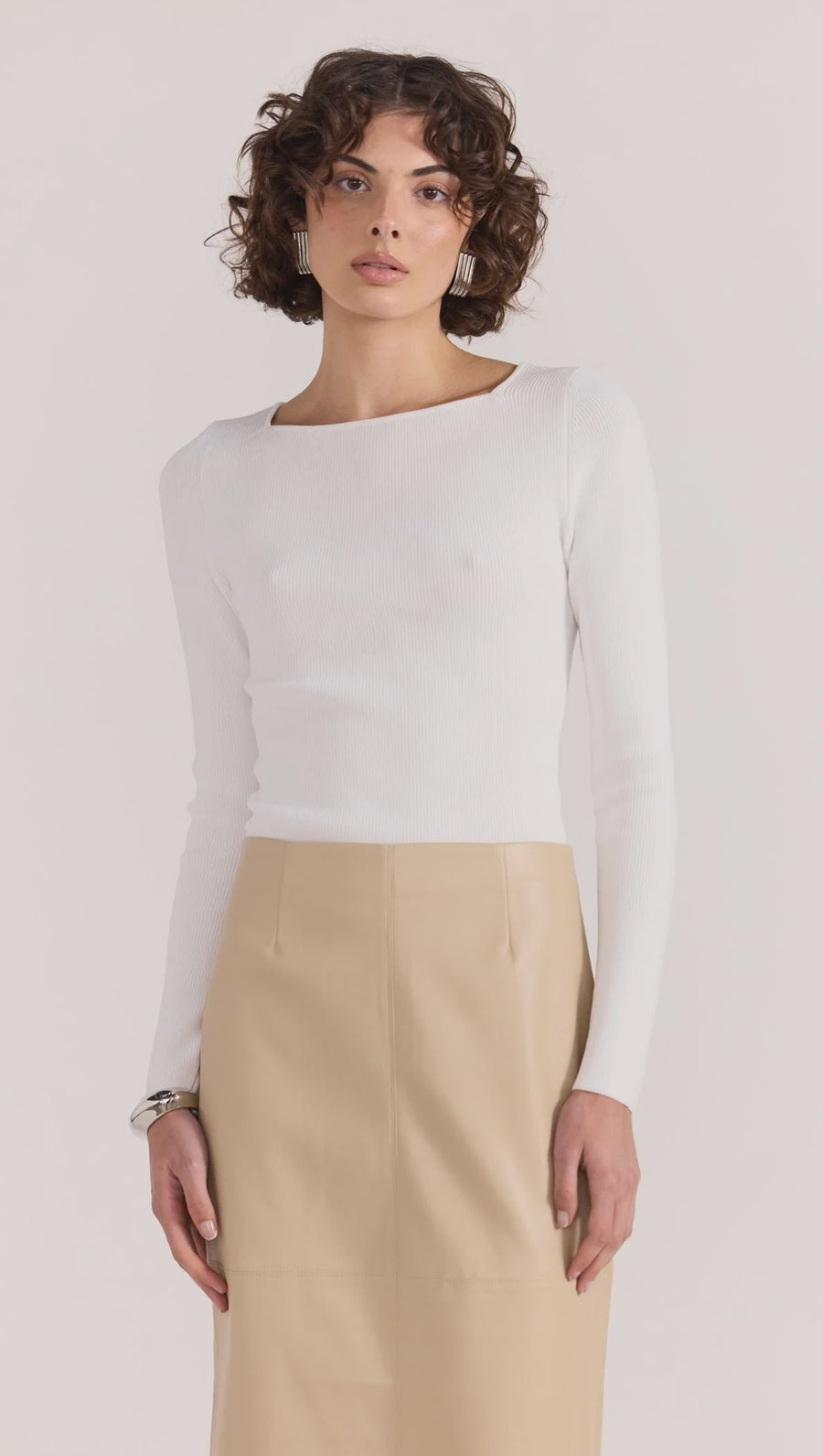 Nora Knit Top White