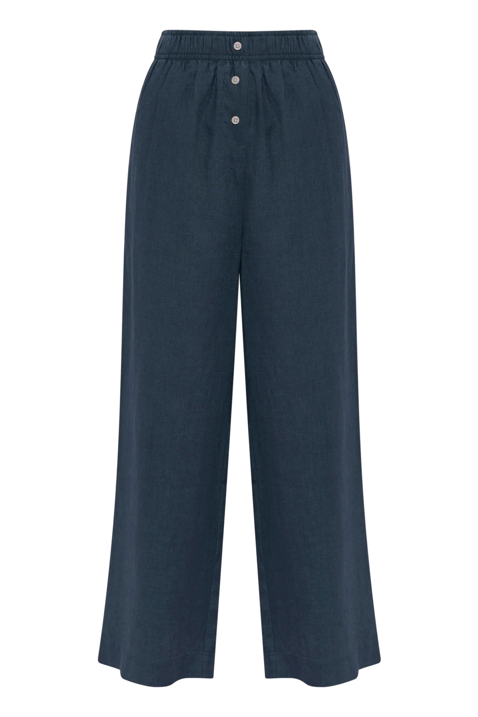 Lounge Linen Crop Pant Navy