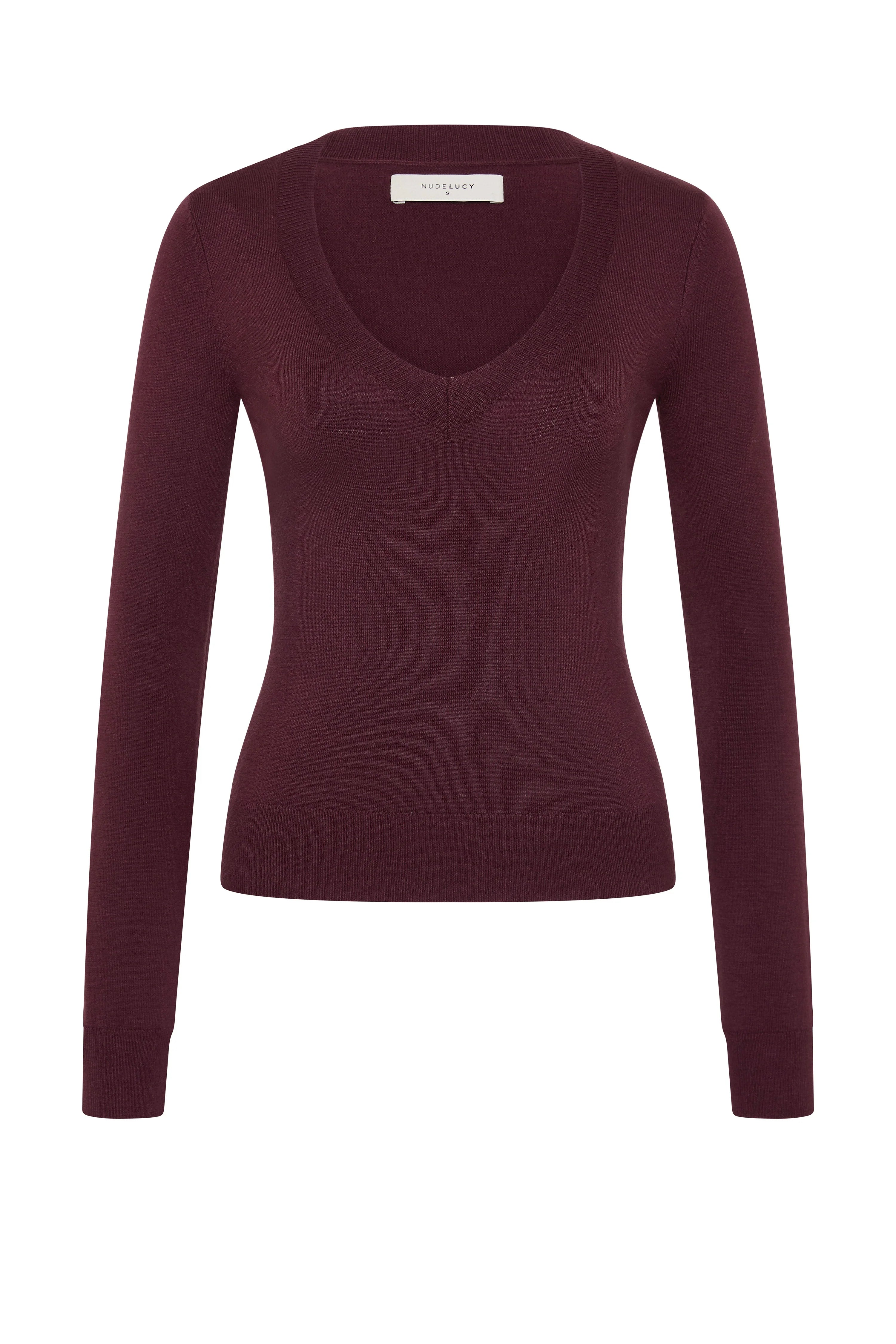 Abia Merino Blend Knit Top Mulberry