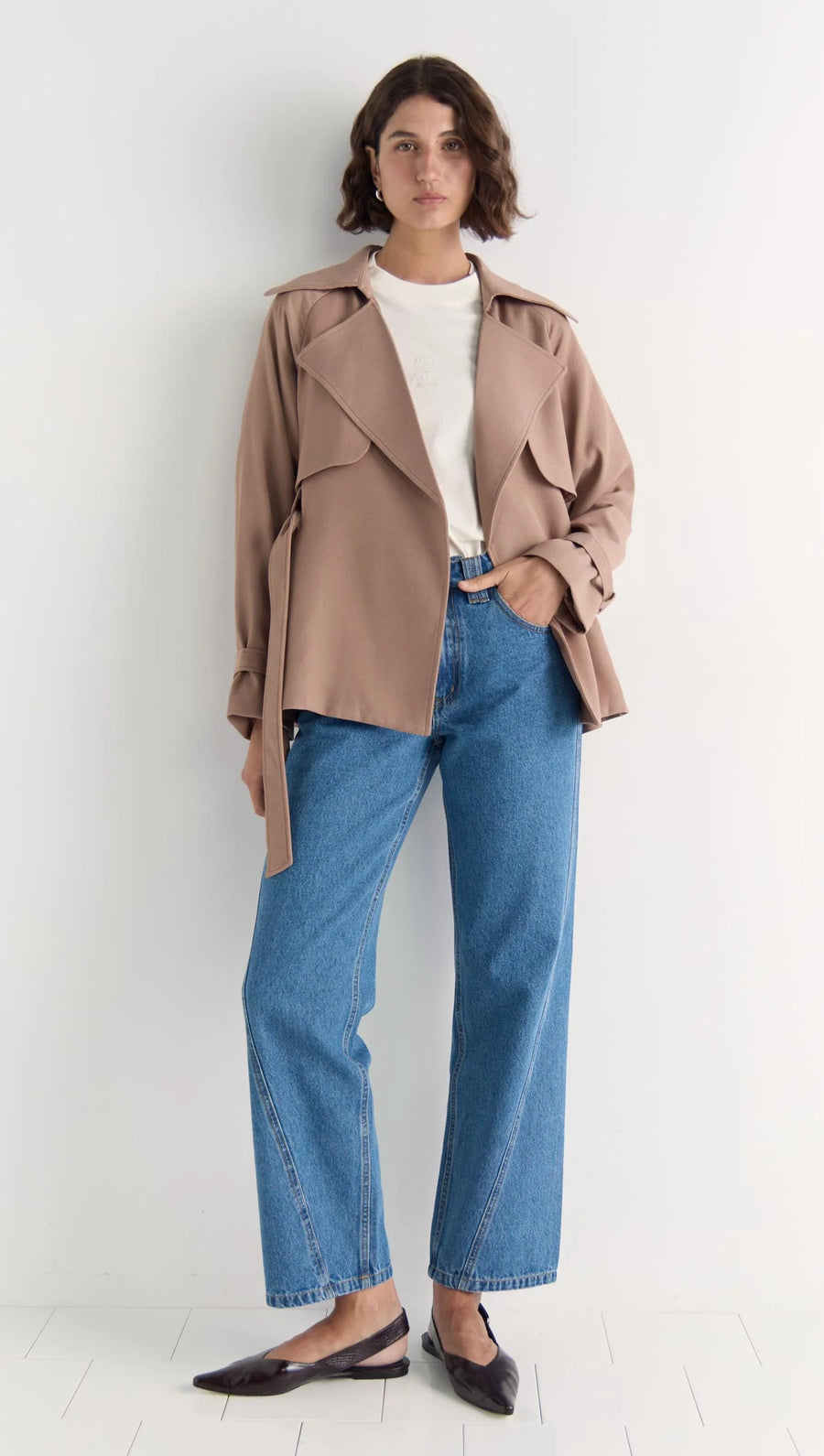Olea Crop Tie Waist Coat