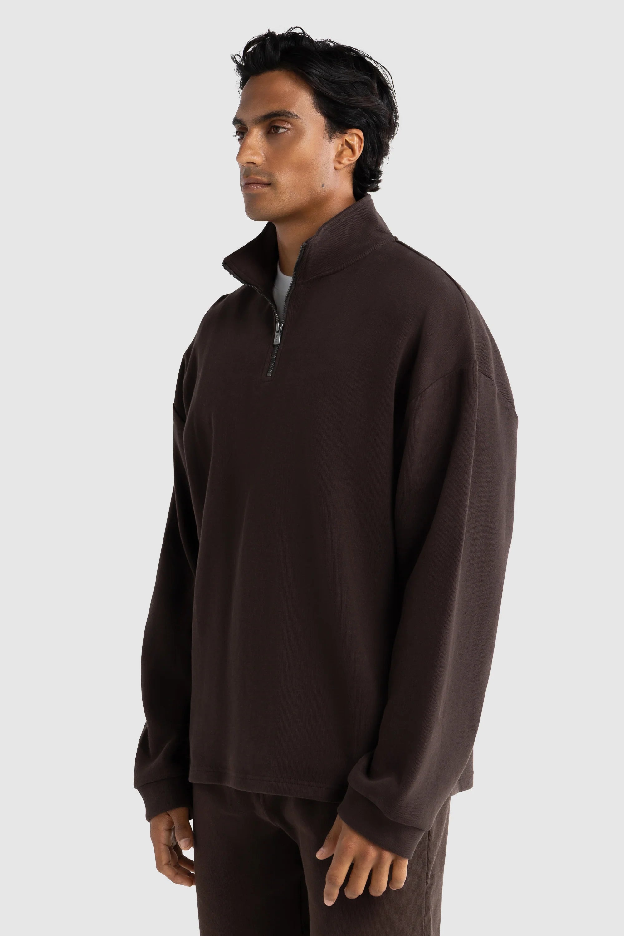 Aiden Quarter Zip Sweater Carob