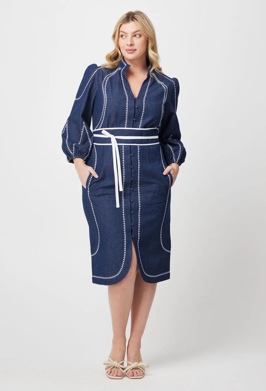 Swanson Embroidered Cotton Denim Dress