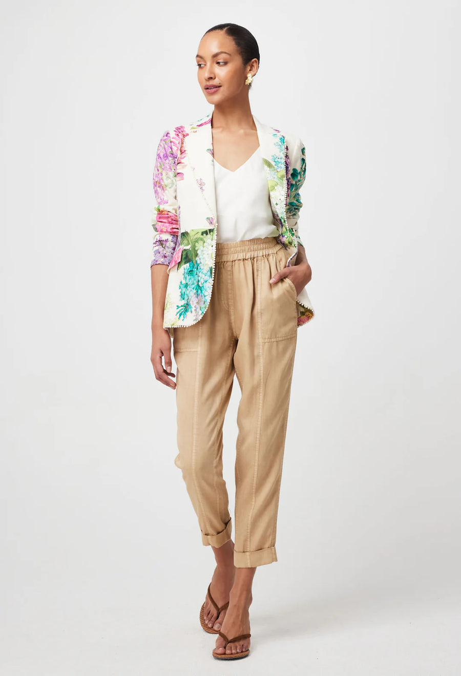 Bahia Stretch Linen Viscose Blazer in Wisteria Alba