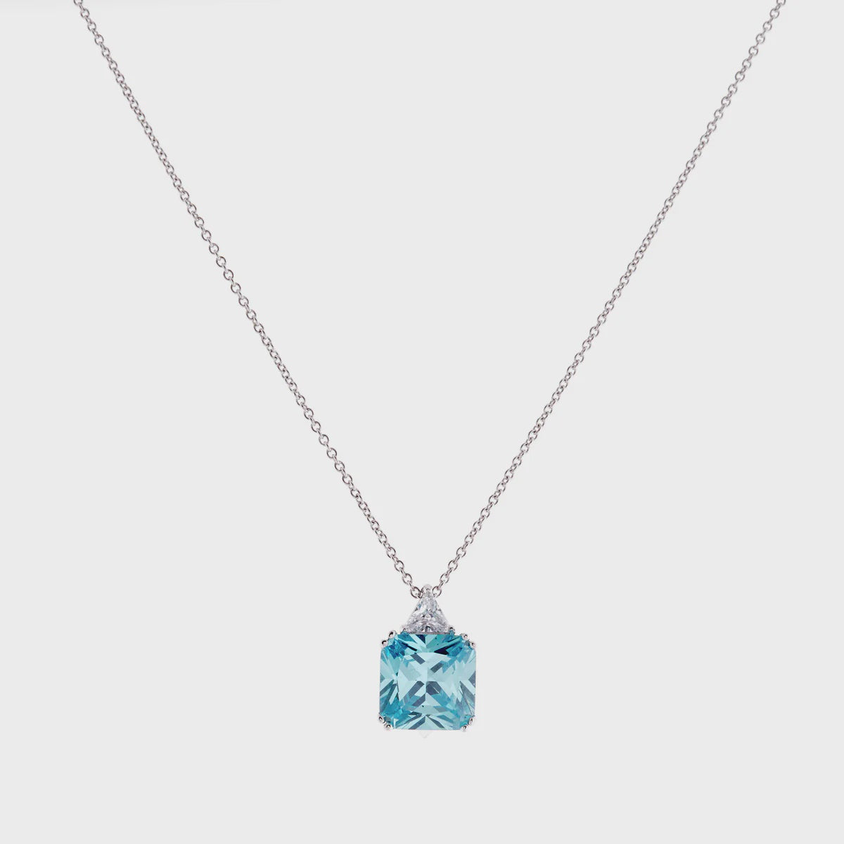 Lottie Aqua Rhodium Square Pendant