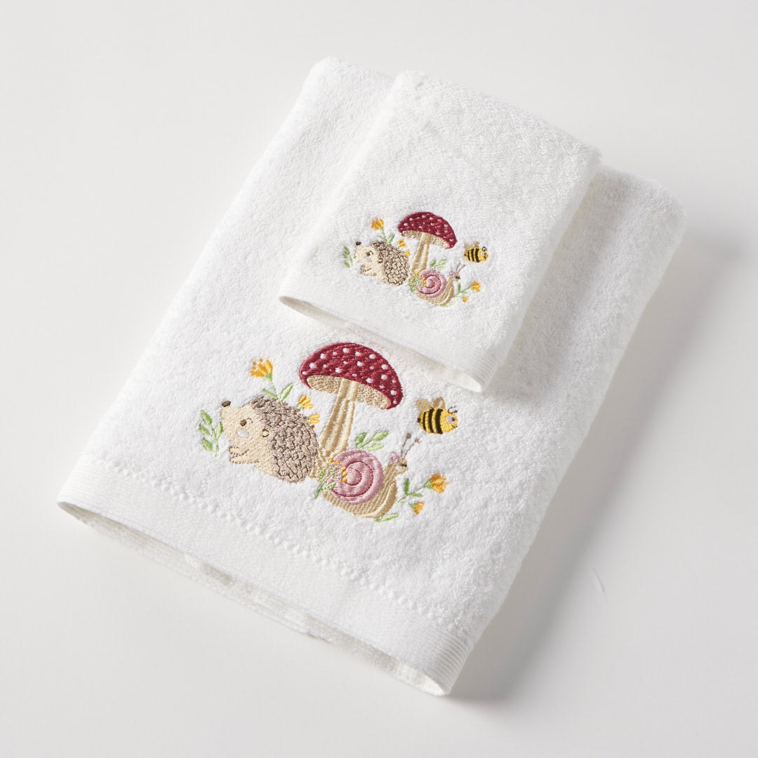 Bath Towel & Face Washer Set Mushroom Meadow
