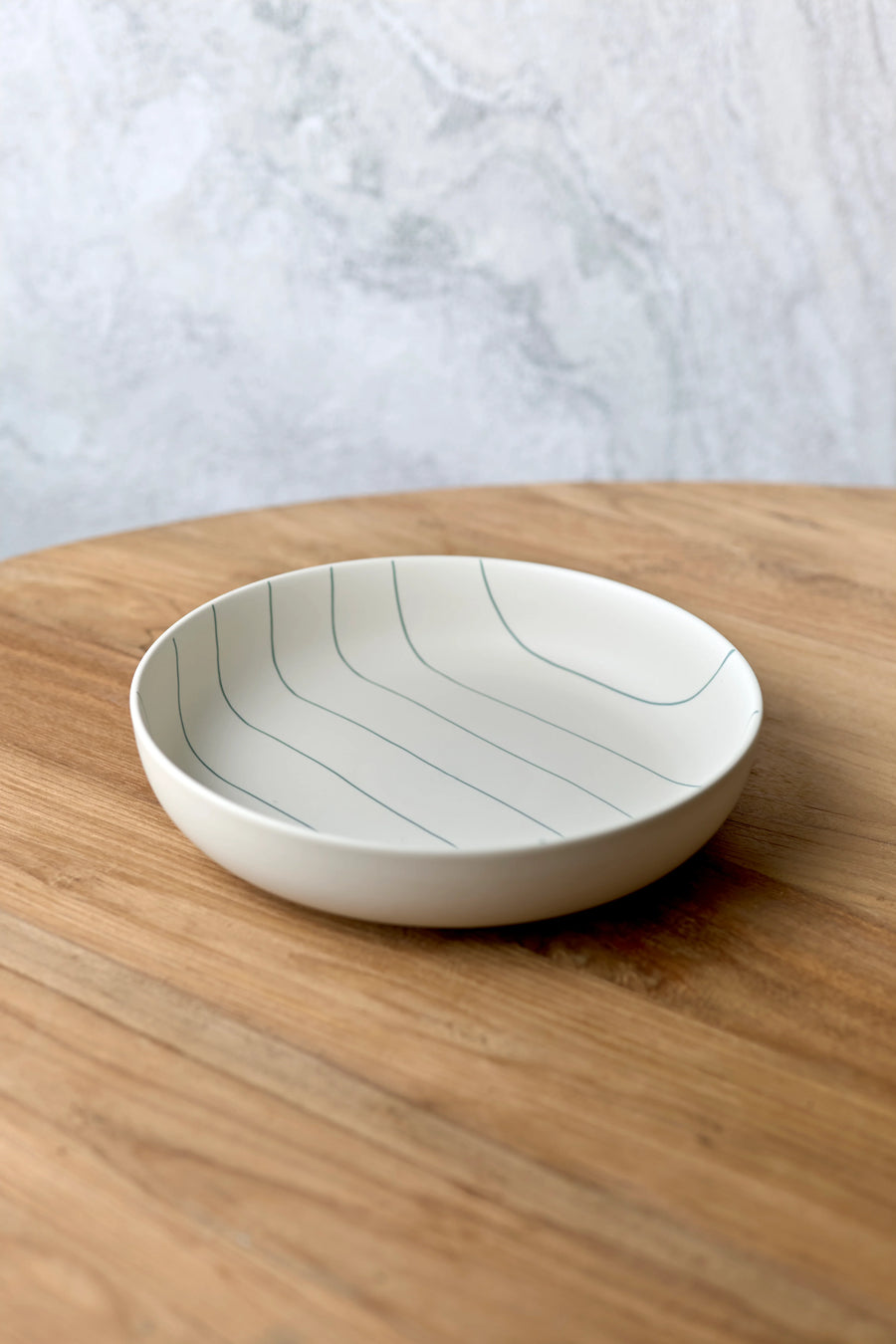 Coastal Junction  28cm Salad Bowl - Cream with Green Stripe