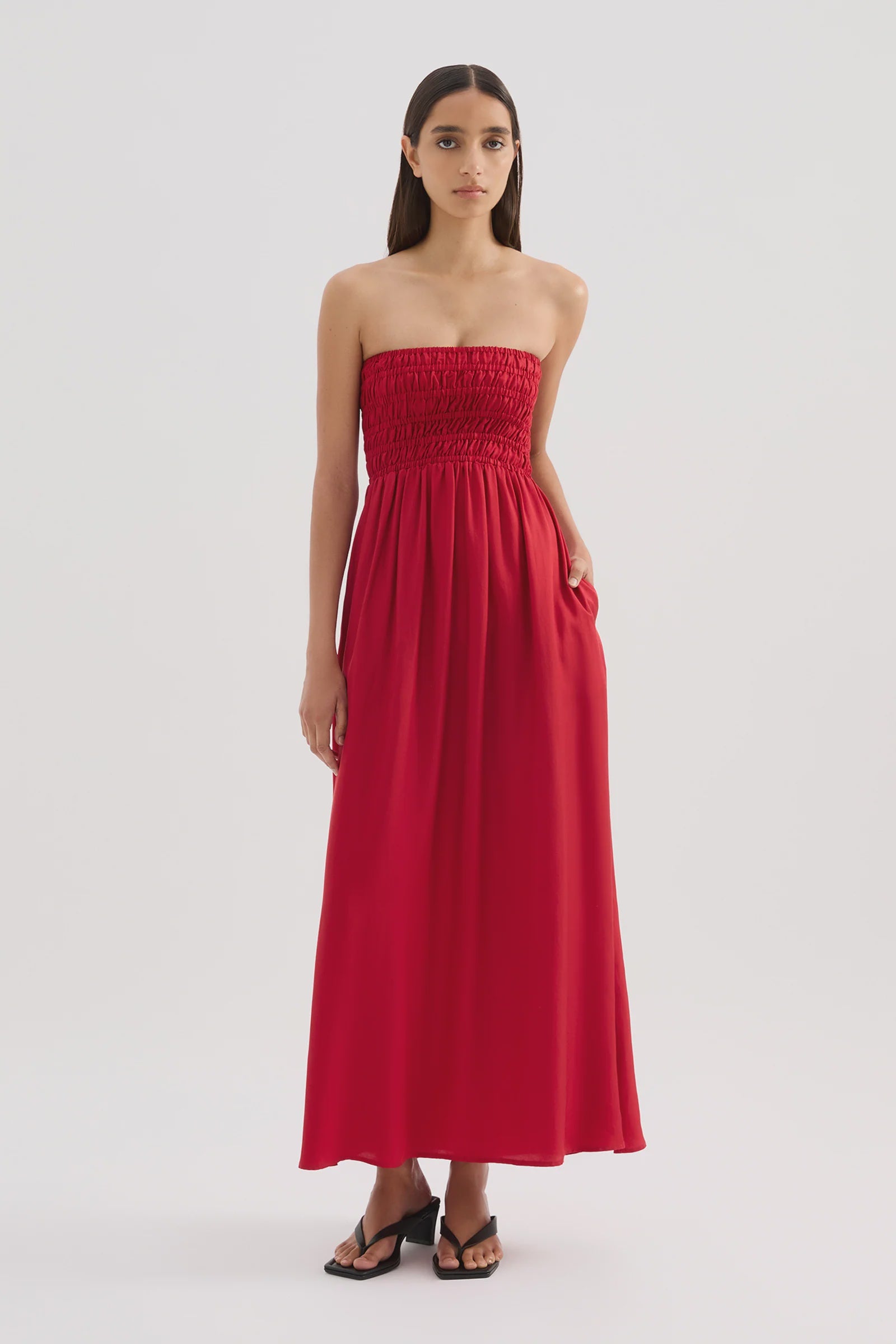 Zuri Tencel Maxi Dress Crimson