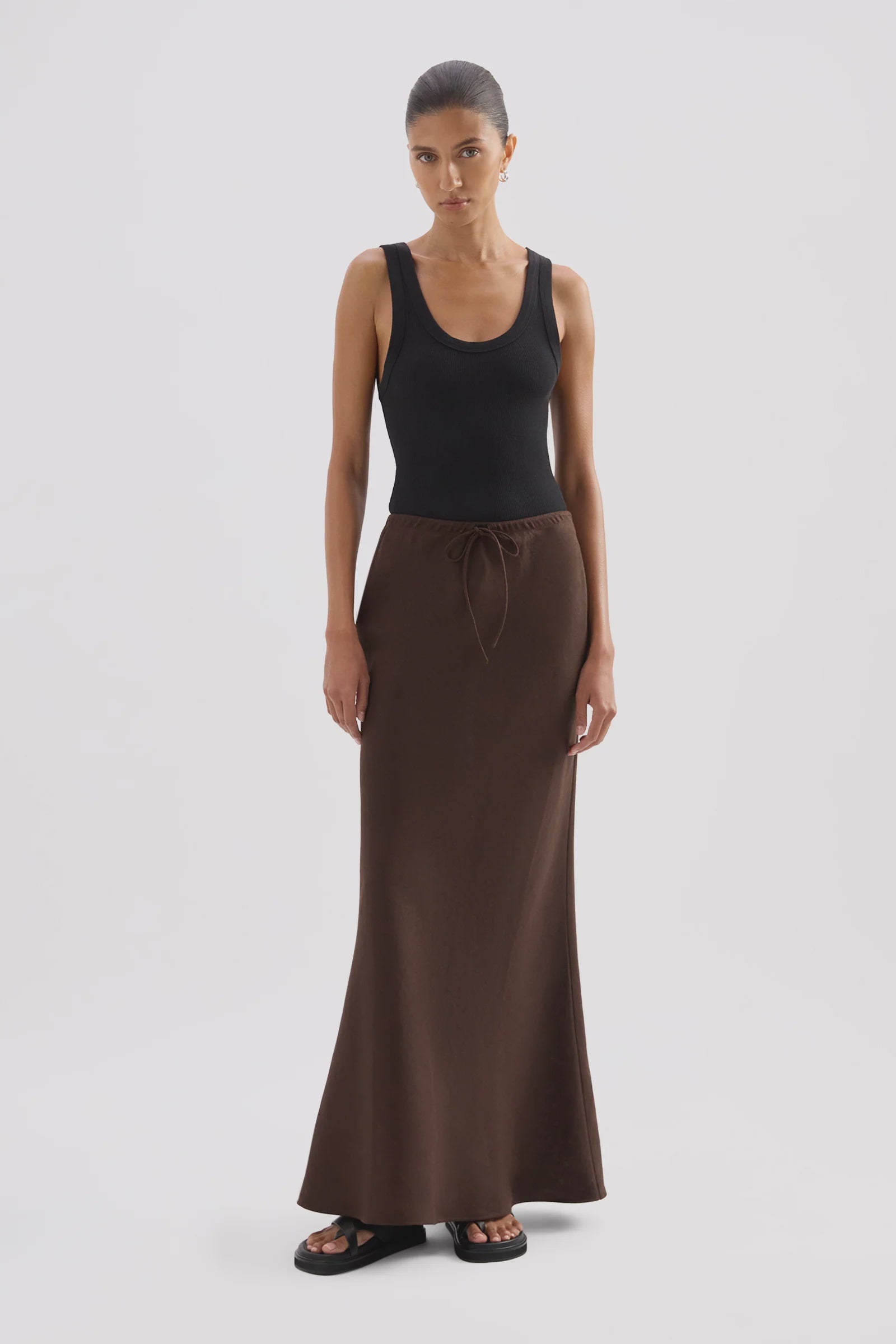 Amani Linen Skirt Chocolate