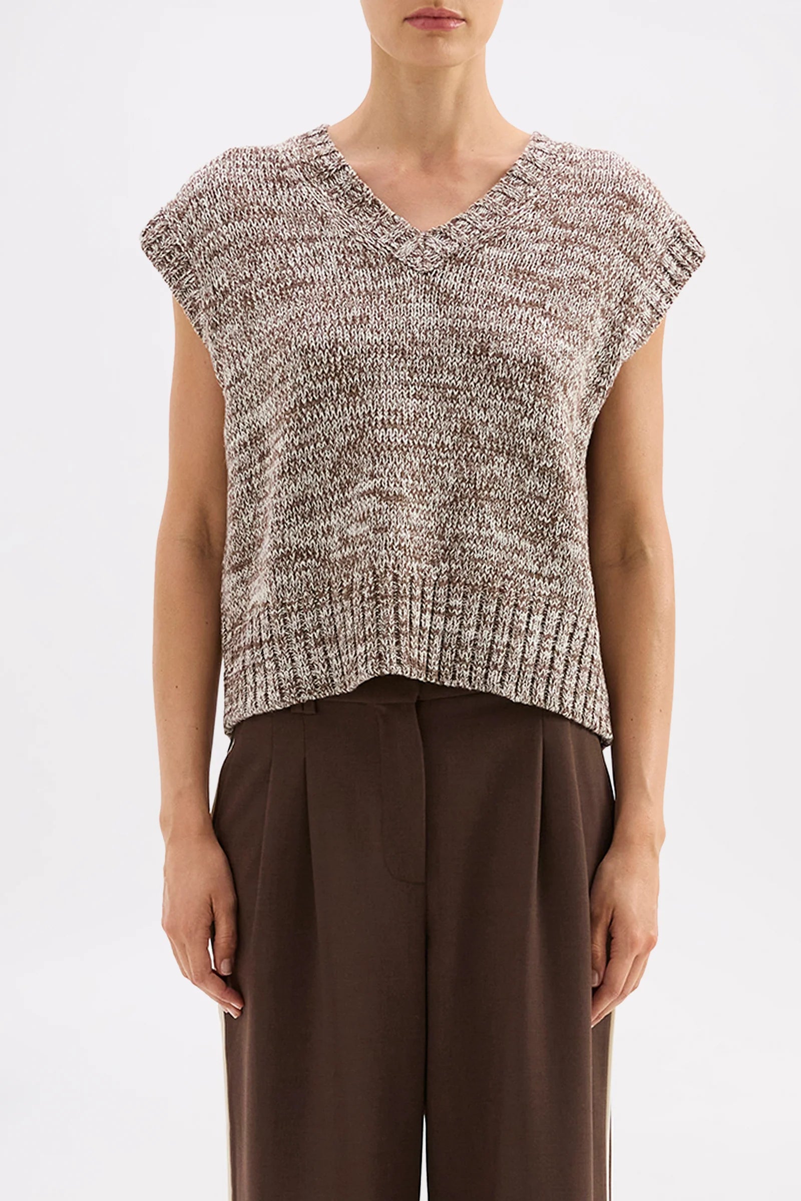 Mila Knit Vest Walnut Speckle