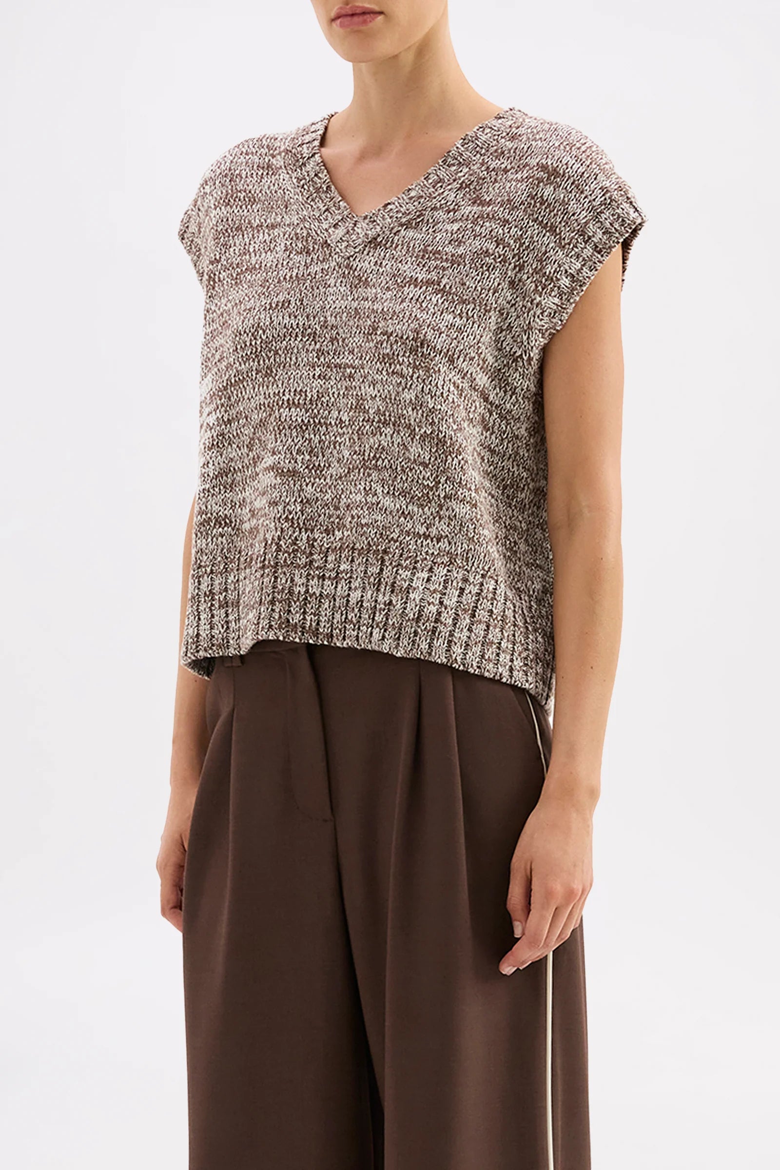 Mila Knit Vest Walnut Speckle