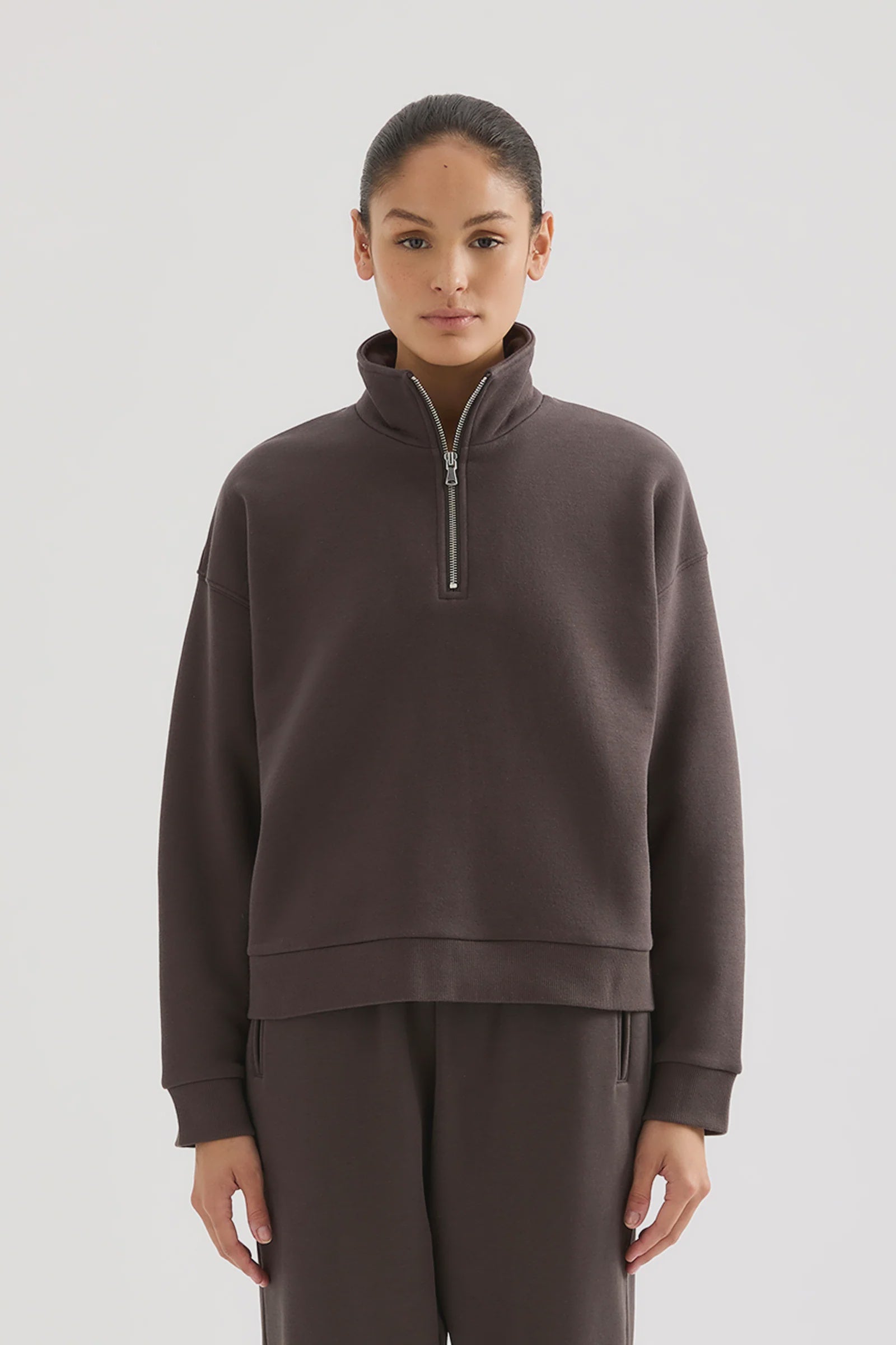 Carter Classic Zip Front Sweat Coal