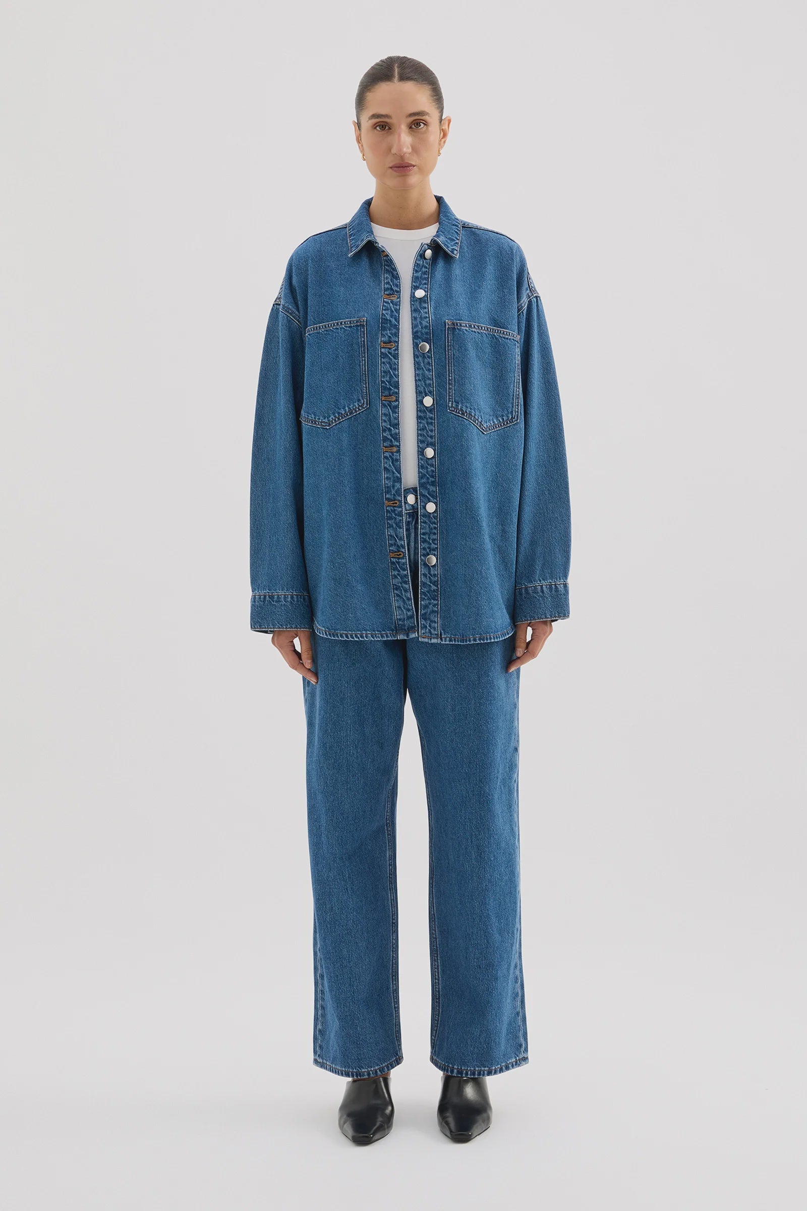 Organic Denim Overshirt Royal Blue